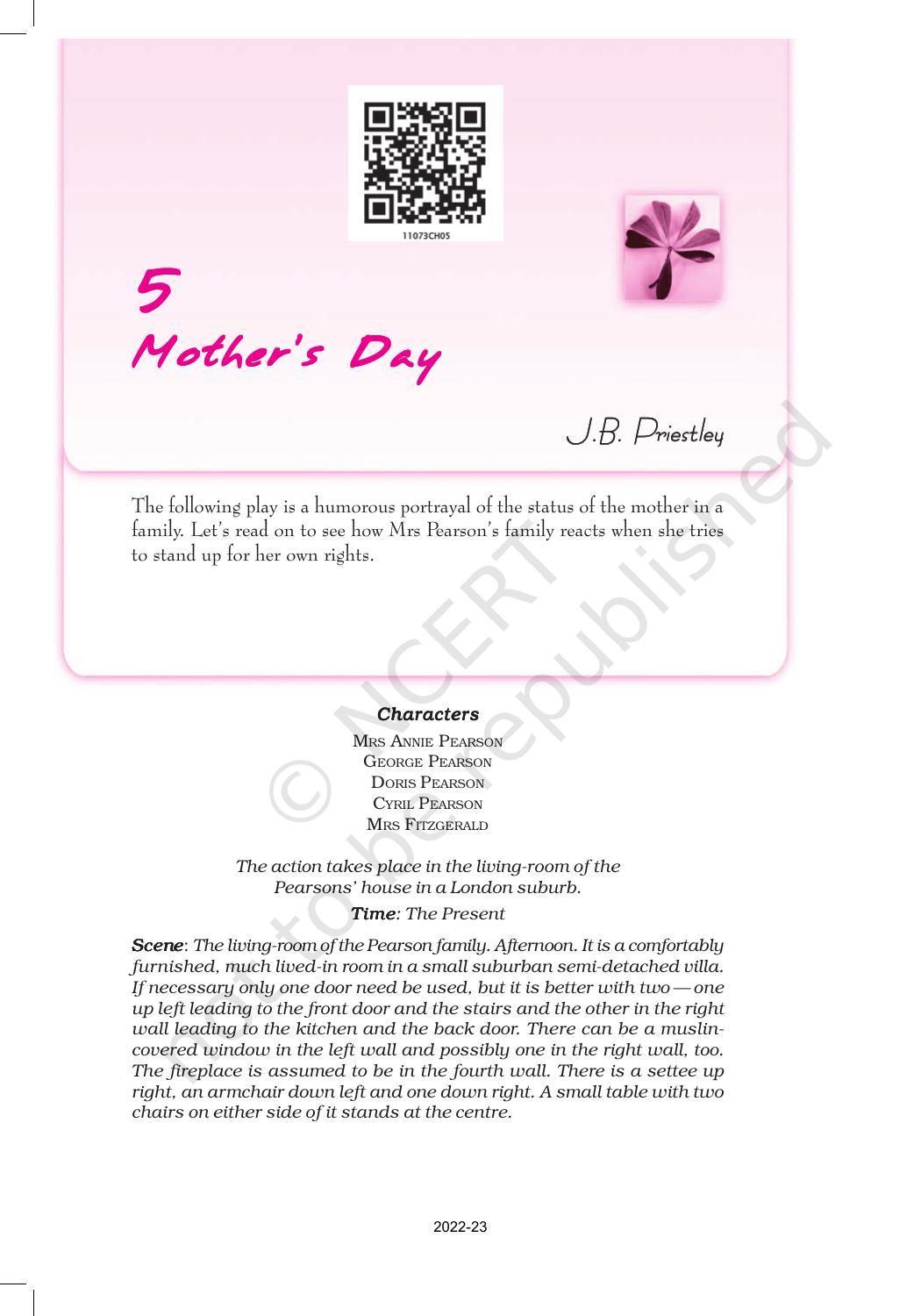 NCERT Book for Class 11 English Snapshots Chapter 5 Mother’s Day - Page 1