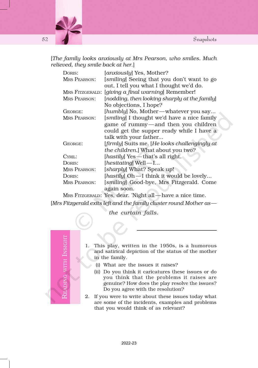 NCERT Book for Class 11 English Snapshots Chapter 5 Mother’s Day - Page 21
