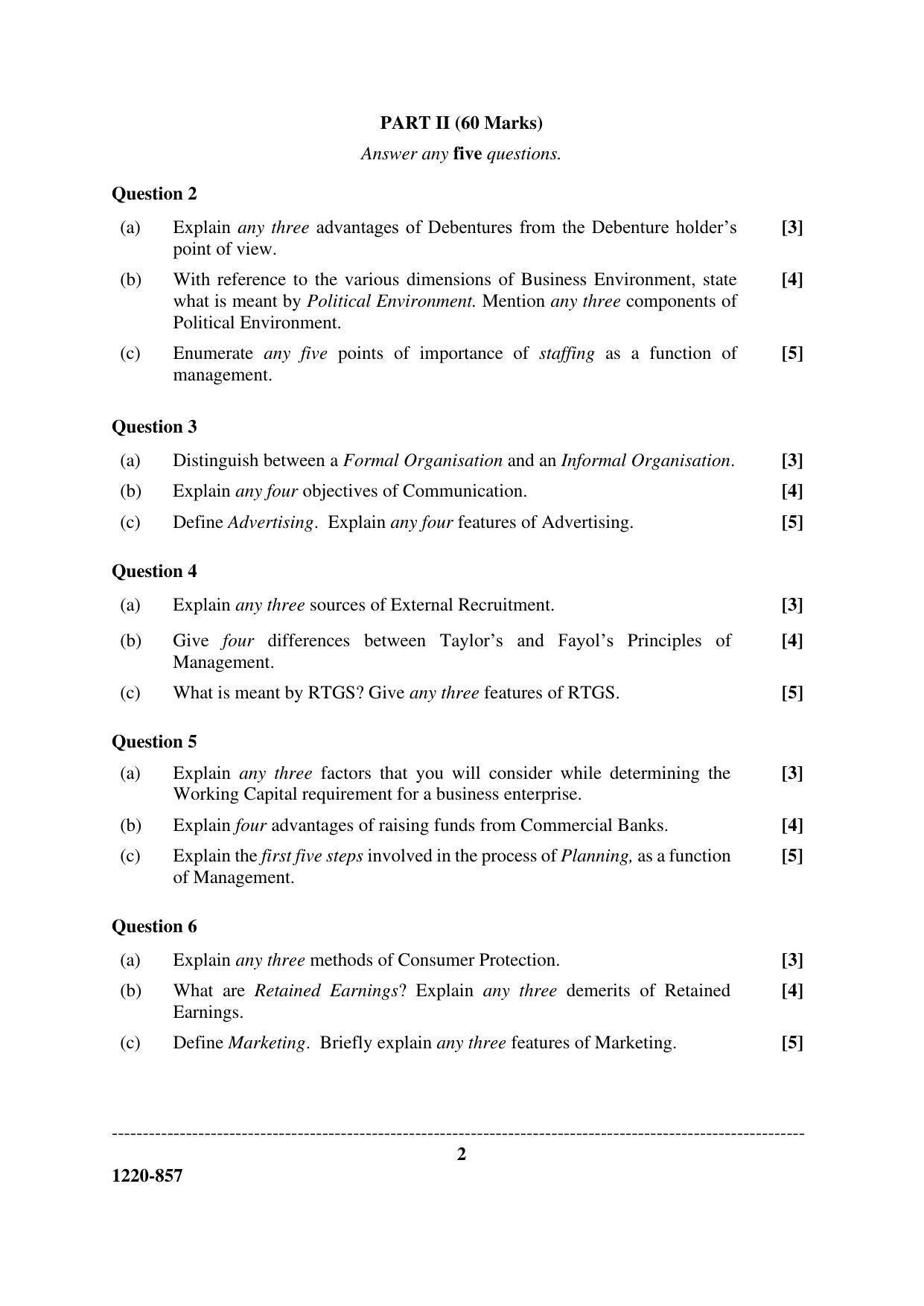 ISC Class 12 2020 Commrce Question Paper - Page 2