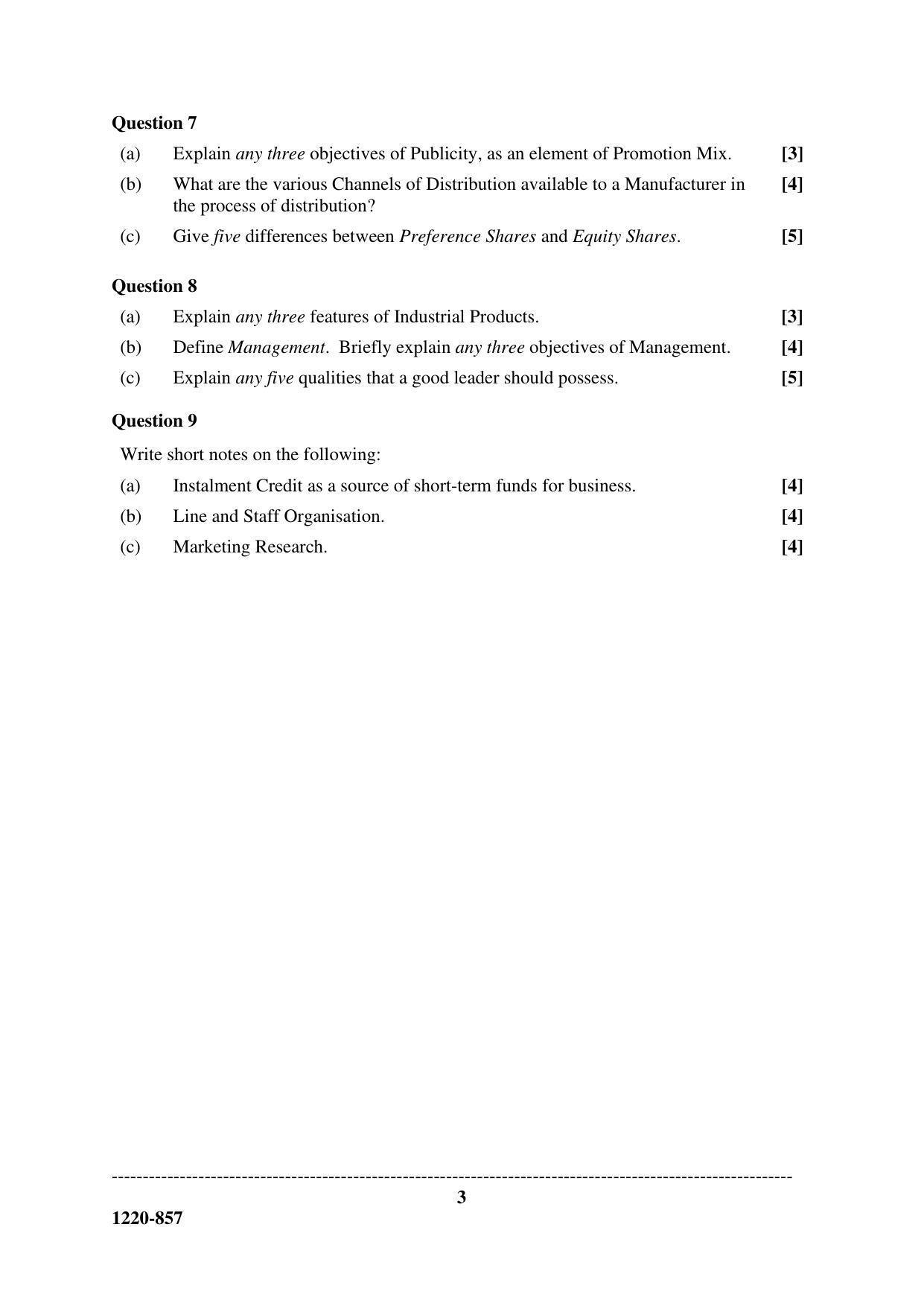 ISC Class 12 2020 Commrce Question Paper - Page 3