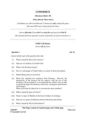 ISC Class 12 2020 Commrce Question Paper