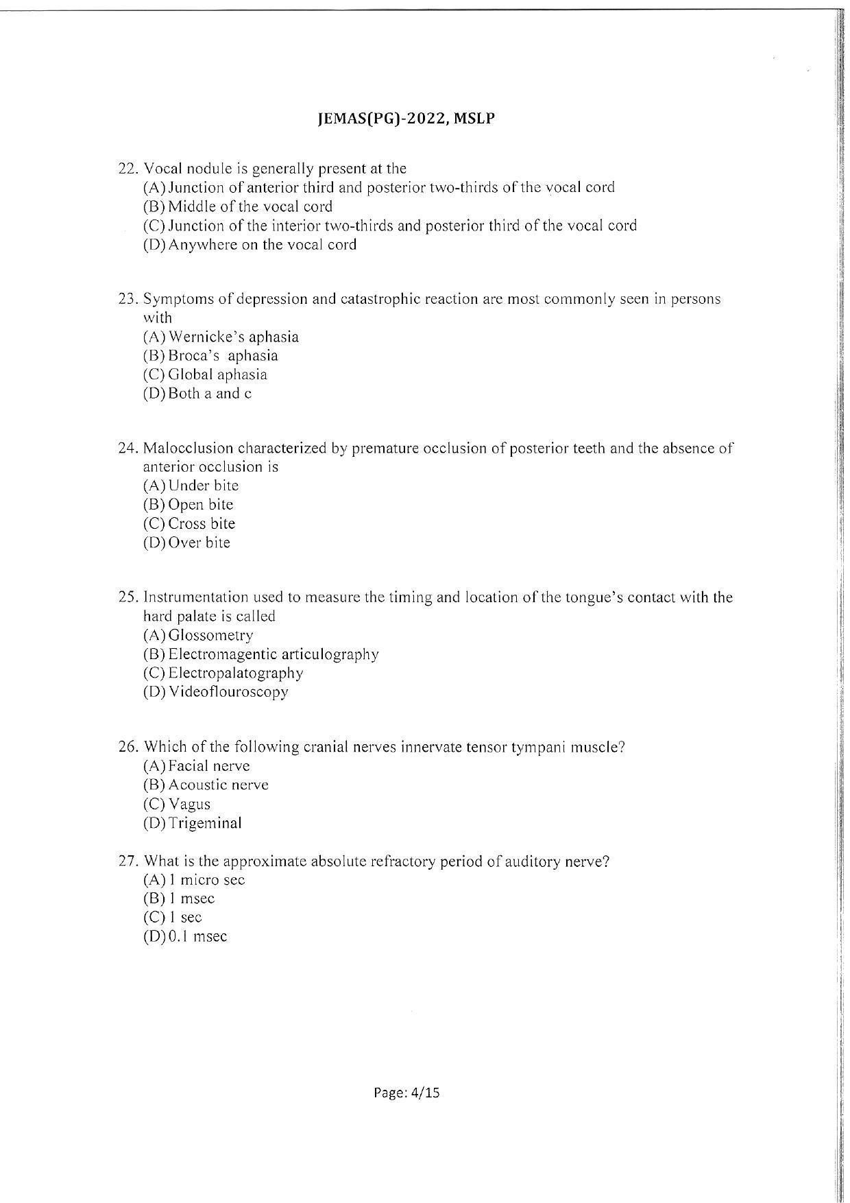 WBJEEB JEMAS (PG) 2022 MSLP Question Paper - Page 6