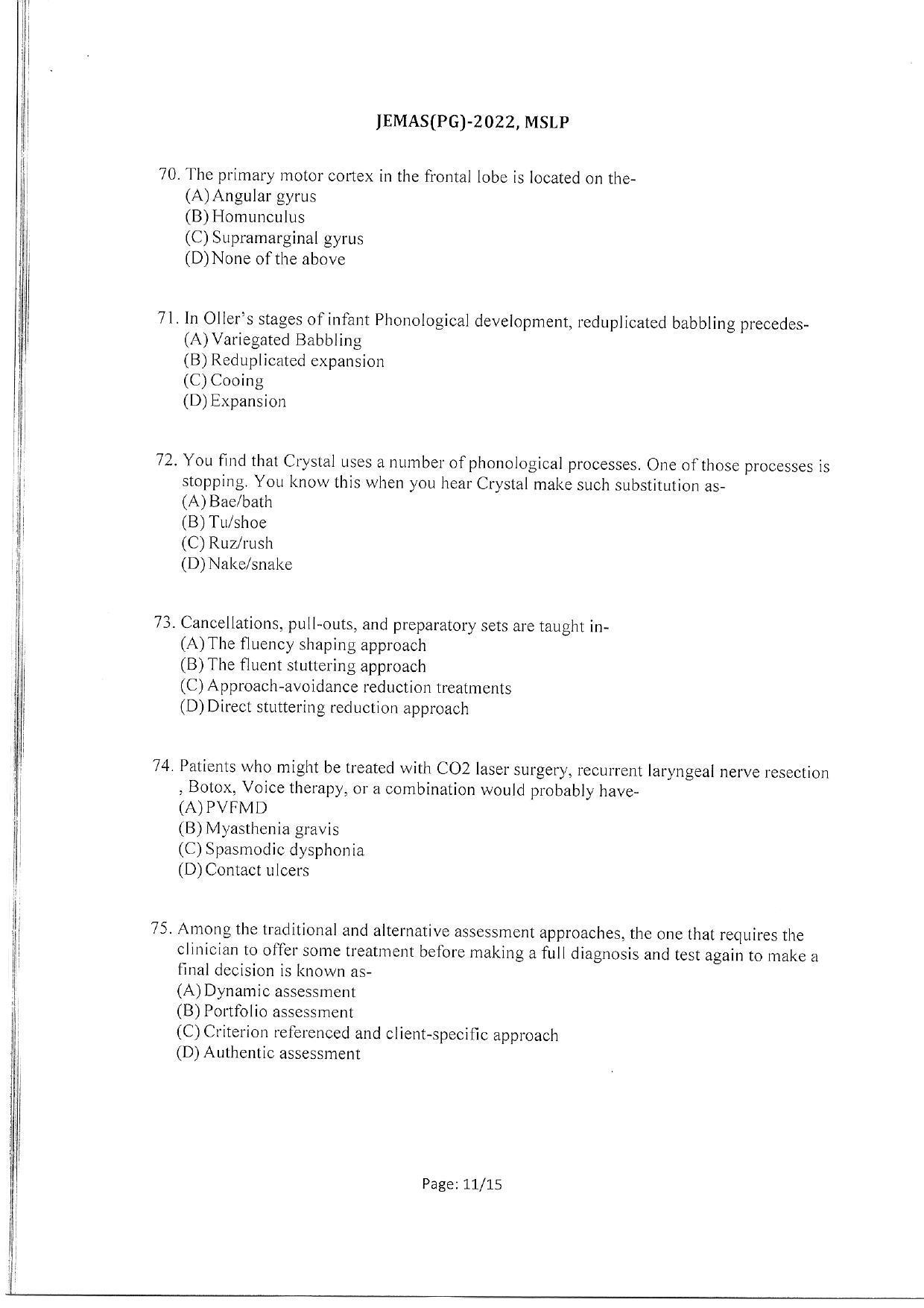 WBJEEB JEMAS (PG) 2022 MSLP Question Paper - Page 13