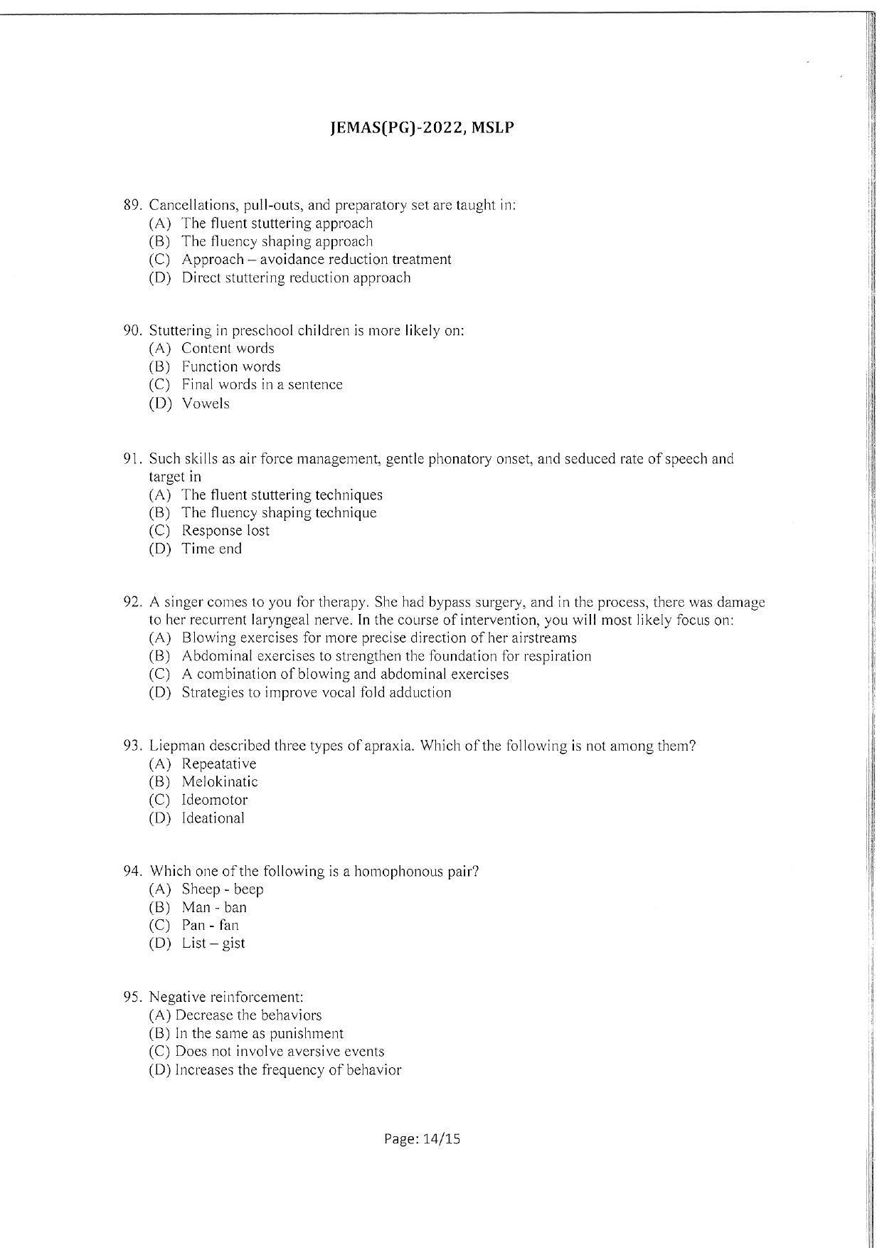 WBJEEB JEMAS (PG) 2022 MSLP Question Paper - Page 16