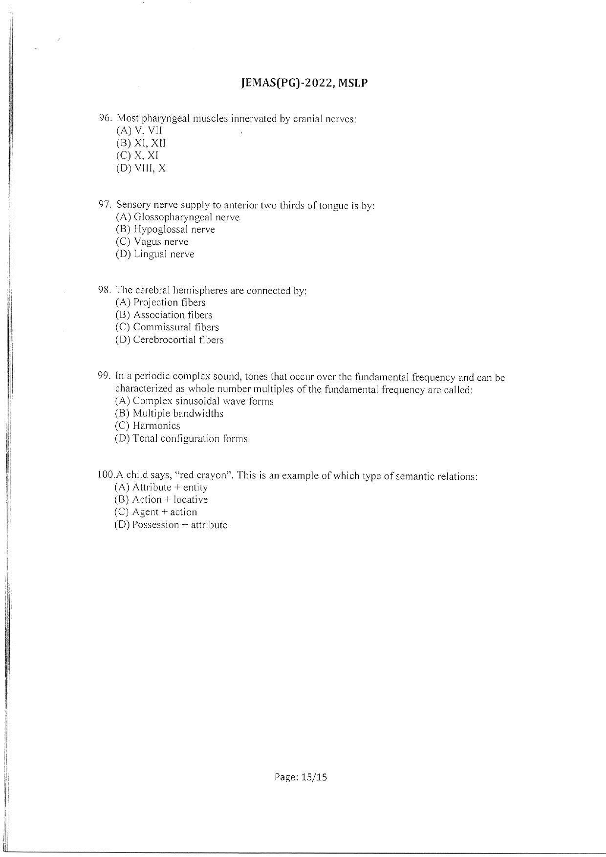 WBJEEB JEMAS (PG) 2022 MSLP Question Paper - Page 17
