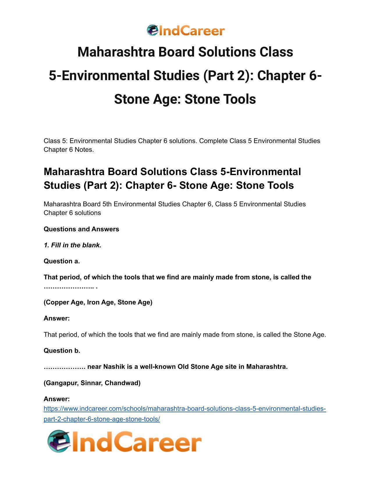 Maharashtra Board Solutions Class 5-Environmental Studies (Part 2): Chapter 6- Stone Age: Stone Tools - Page 2