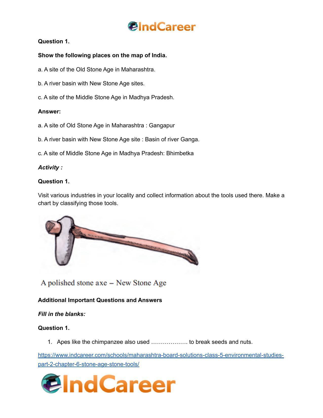 Maharashtra Board Solutions Class 5-Environmental Studies (Part 2): Chapter 6- Stone Age: Stone Tools - Page 5