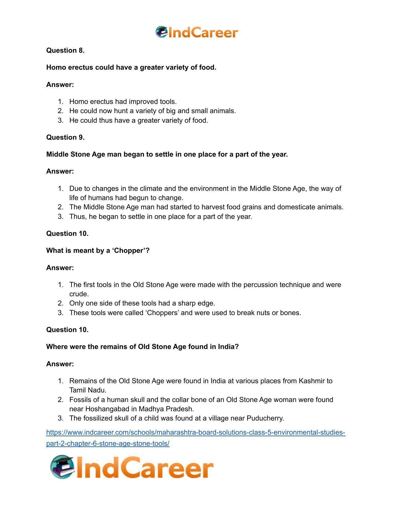 Maharashtra Board Solutions Class 5-Environmental Studies (Part 2): Chapter 6- Stone Age: Stone Tools - Page 20
