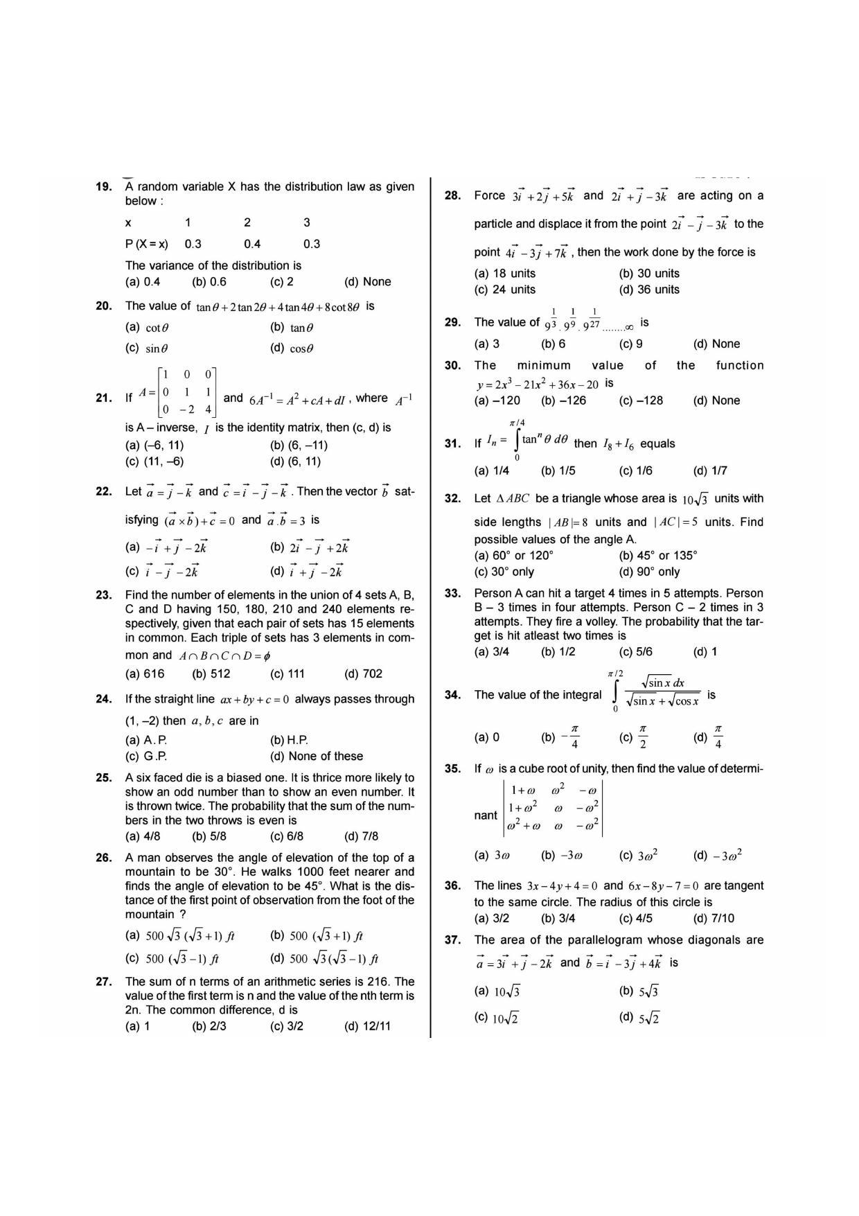 NIMCET 2013 Question Paper - Page 2