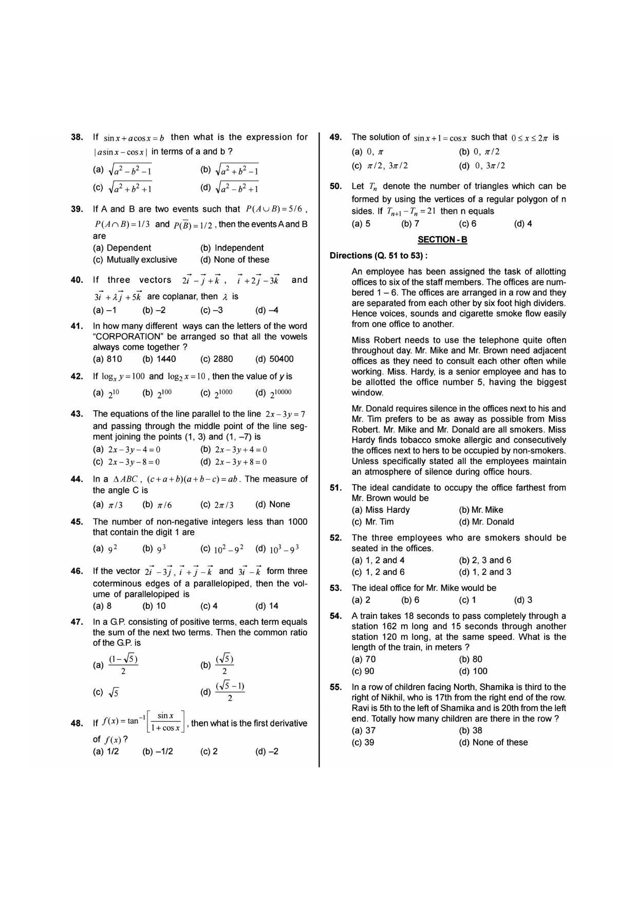 NIMCET 2013 Question Paper - Page 3