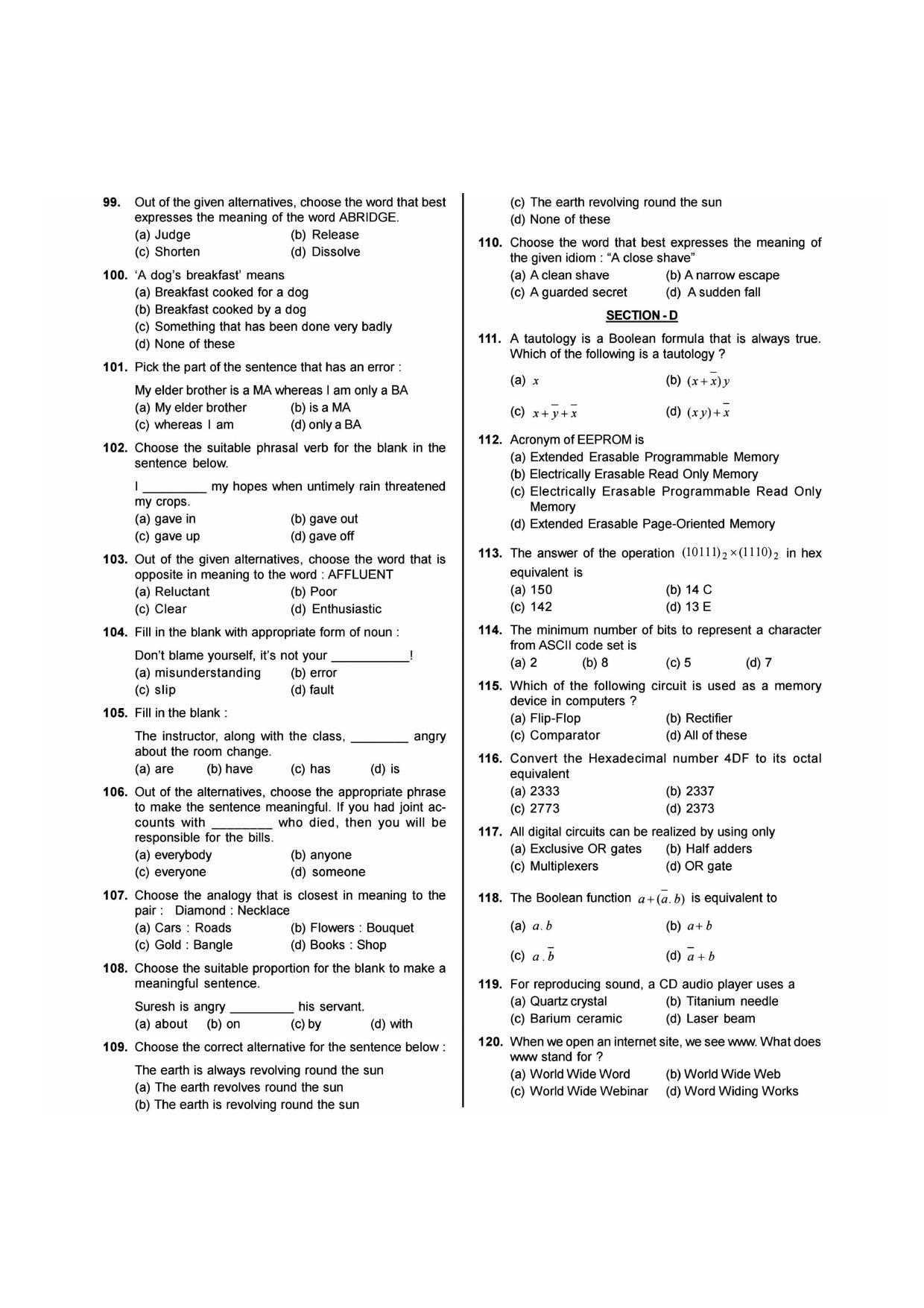 NIMCET 2013 Question Paper - Page 7
