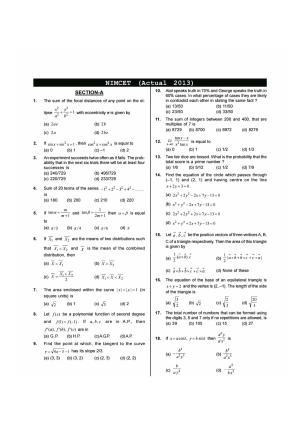 NIMCET 2013 Question Paper