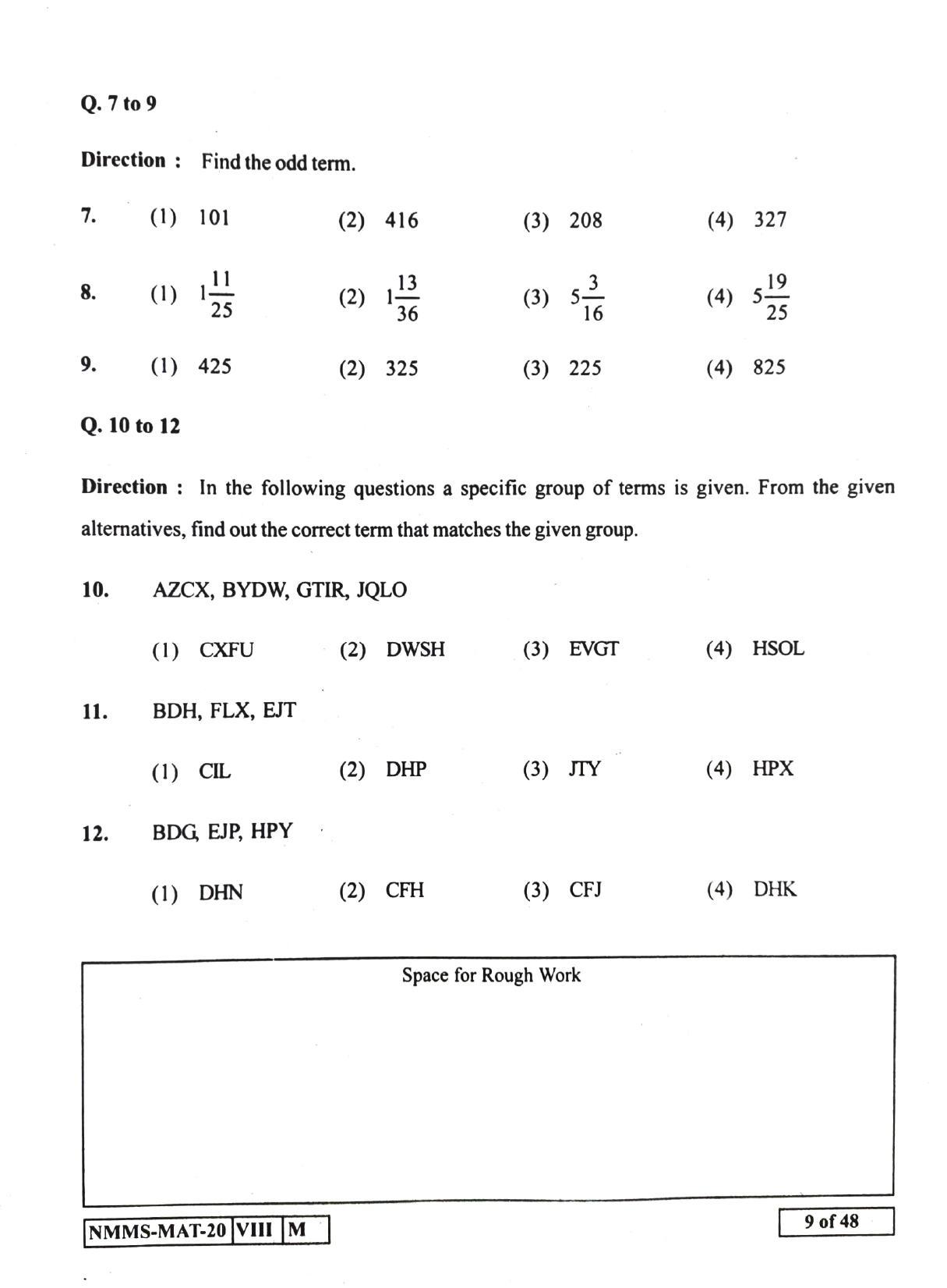 MAT GUJRATI 2020-21 Class 8 Maharashtra NMMS Question Papers - Page 9