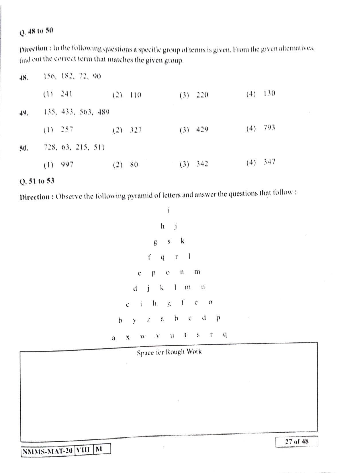 MAT GUJRATI 2020-21 Class 8 Maharashtra NMMS Question Papers - Page 27