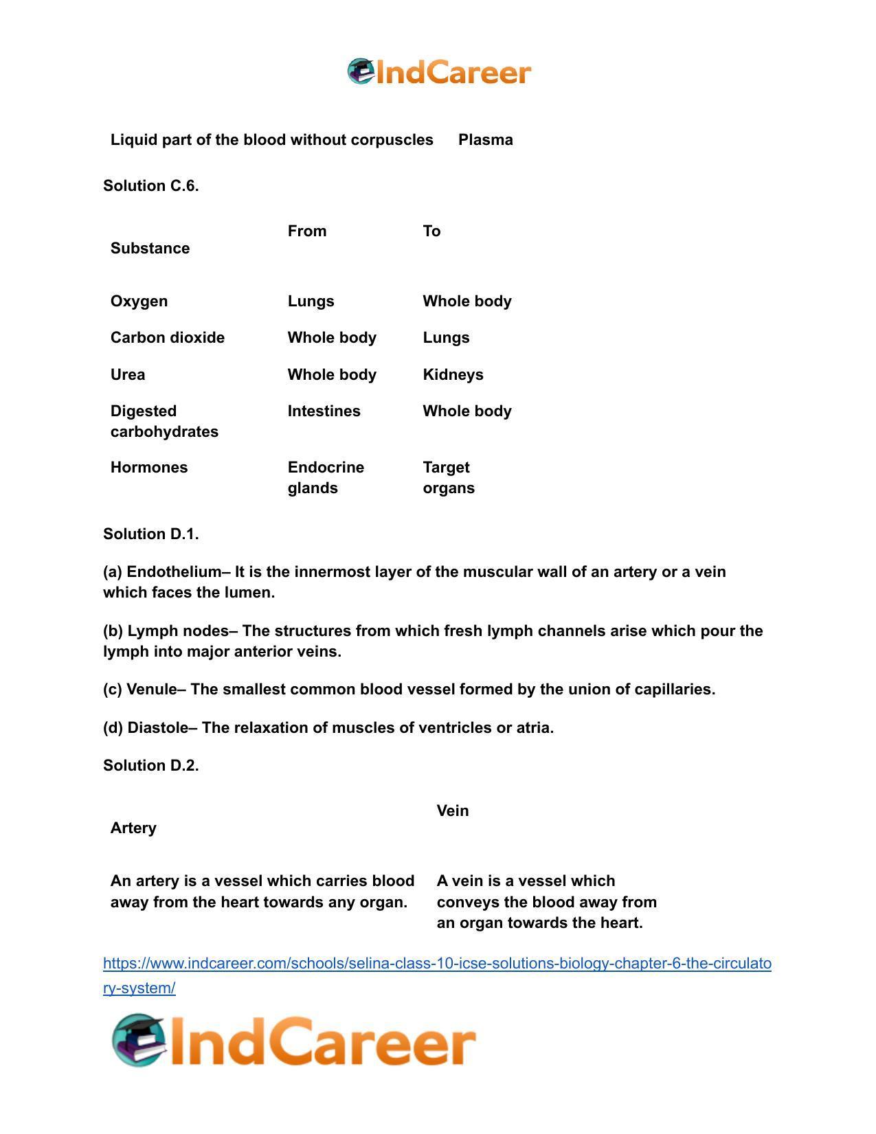 Selina Class 10 ICSE Solutions Biology : Chapter 6- The Circulatory System - Page 11