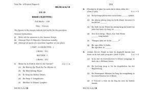 Meghalaya Board (MBOSE) Class 11 Khasi_Elective 2018 Question Paper