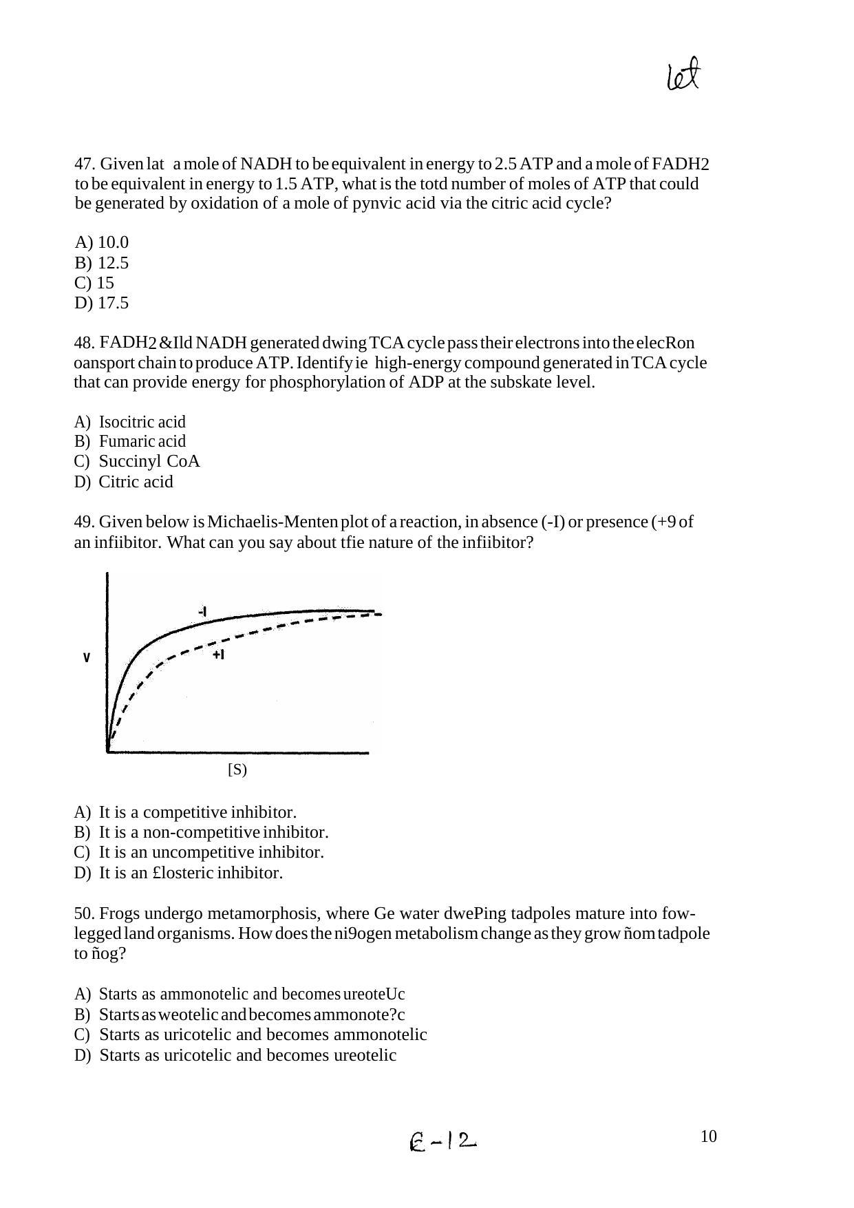 INI CET Biochemistry Practice Paper - Page 10