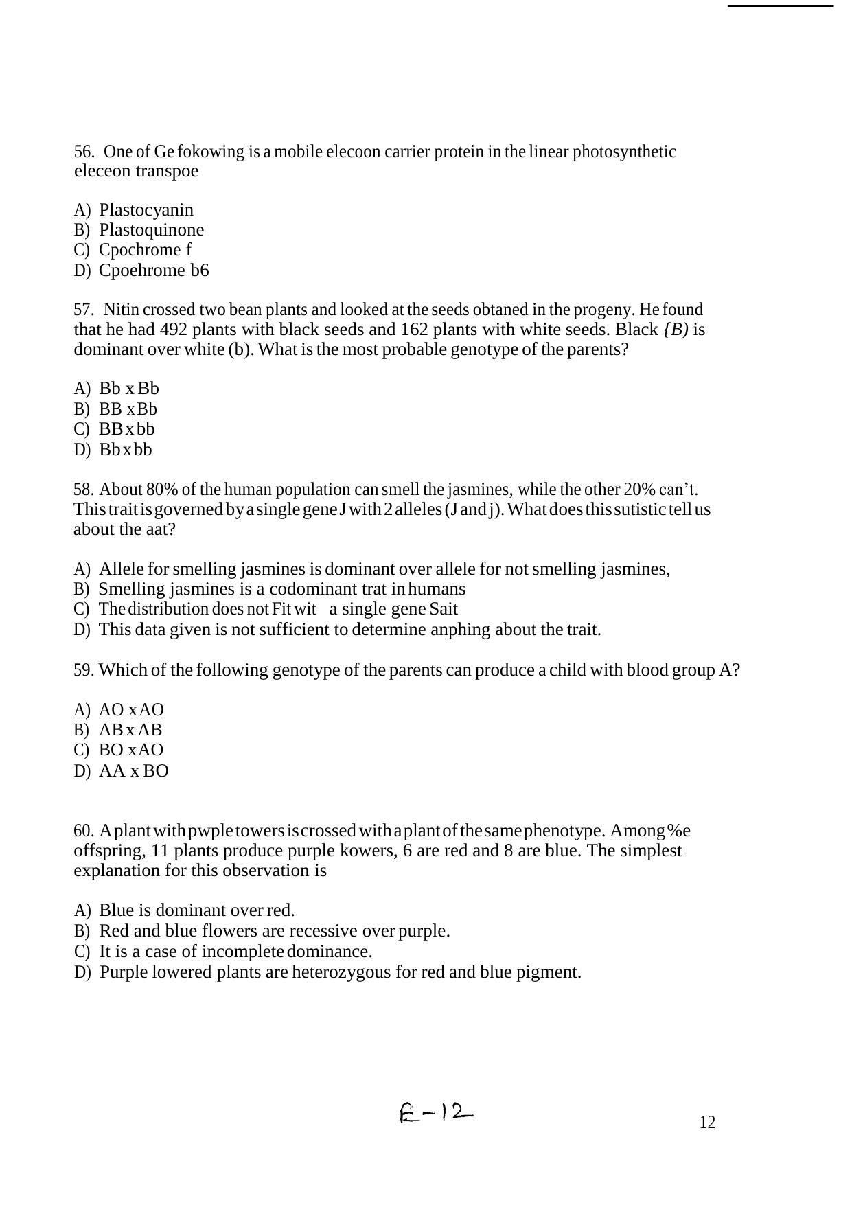 INI CET Biochemistry Practice Paper - Page 12