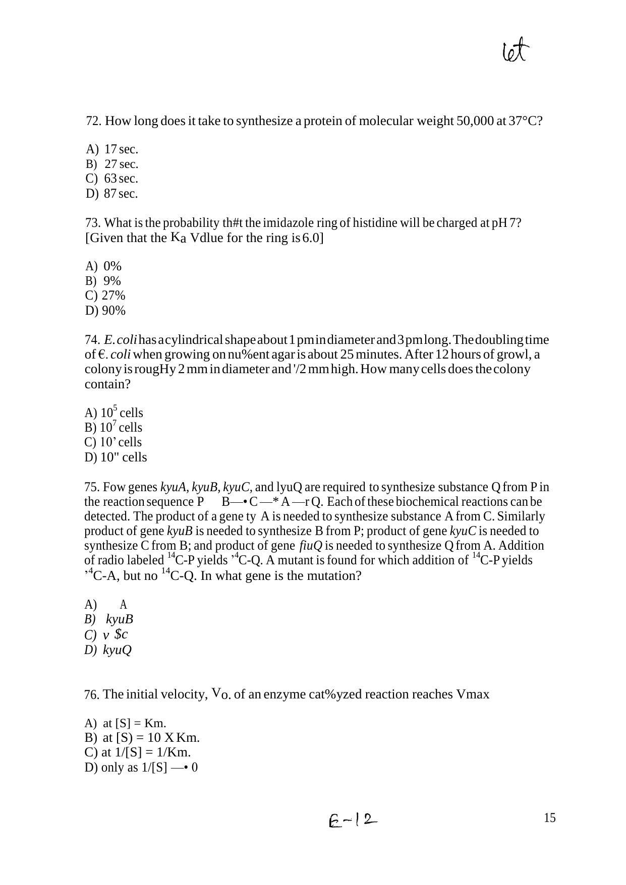 INI CET Biochemistry Practice Paper - Page 15