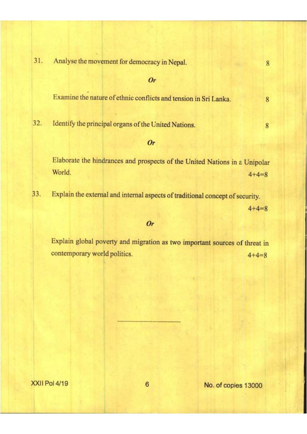 COHSEM Class 12 Political Science 2019 Question Papers - Page 6