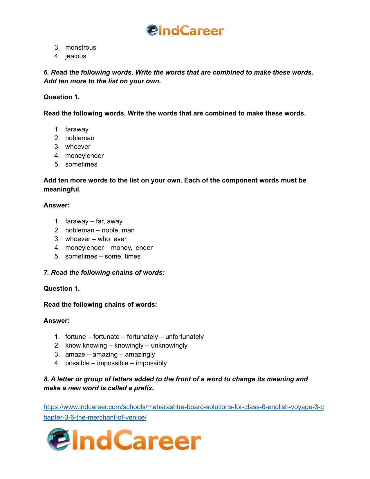 Maharashtra Board Solutions for Class 6- English (Voyage 3): Chapter 3.6- The Merchant of Venice - Page 7