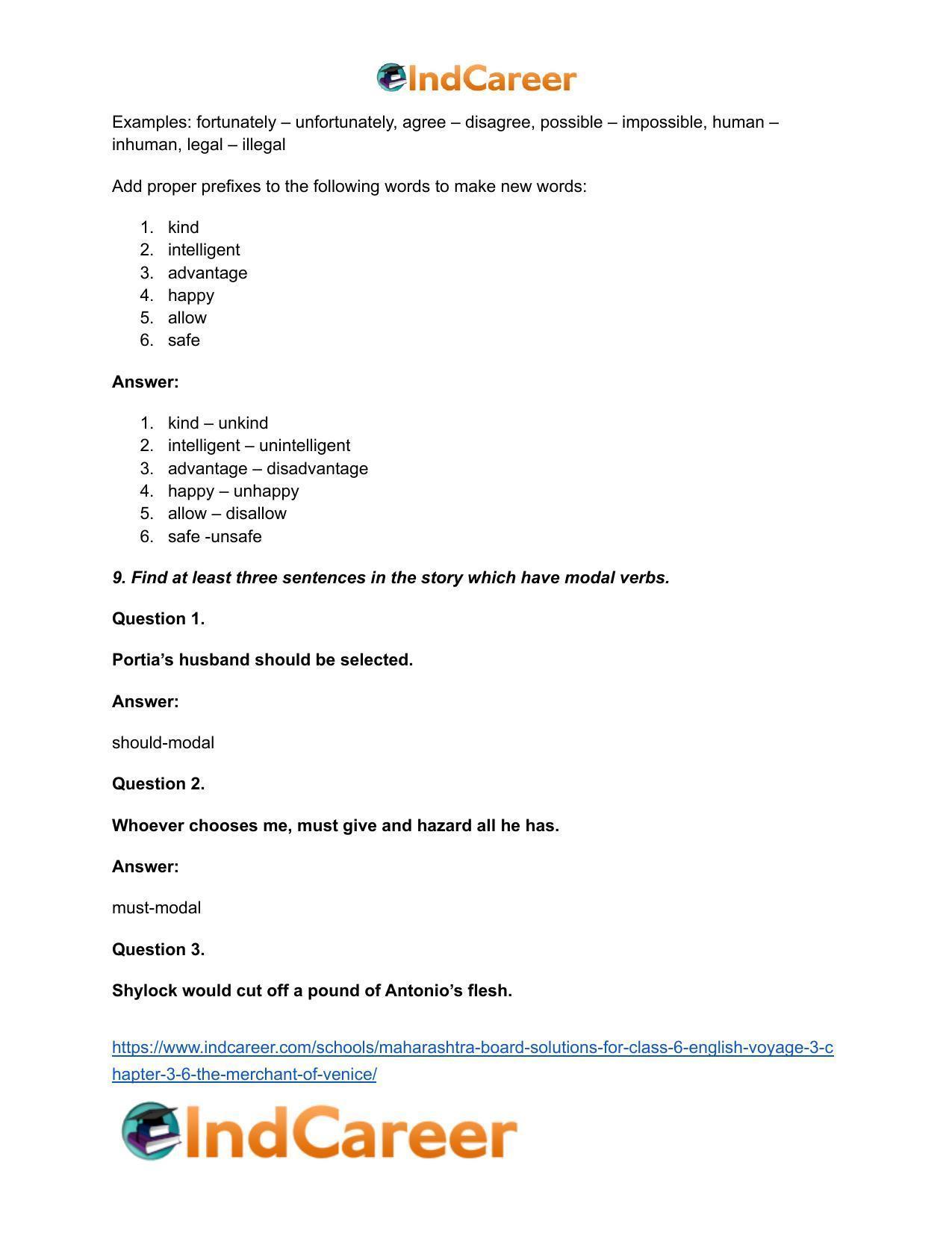 Maharashtra Board Solutions for Class 6- English (Voyage 3): Chapter 3.6- The Merchant of Venice - Page 8