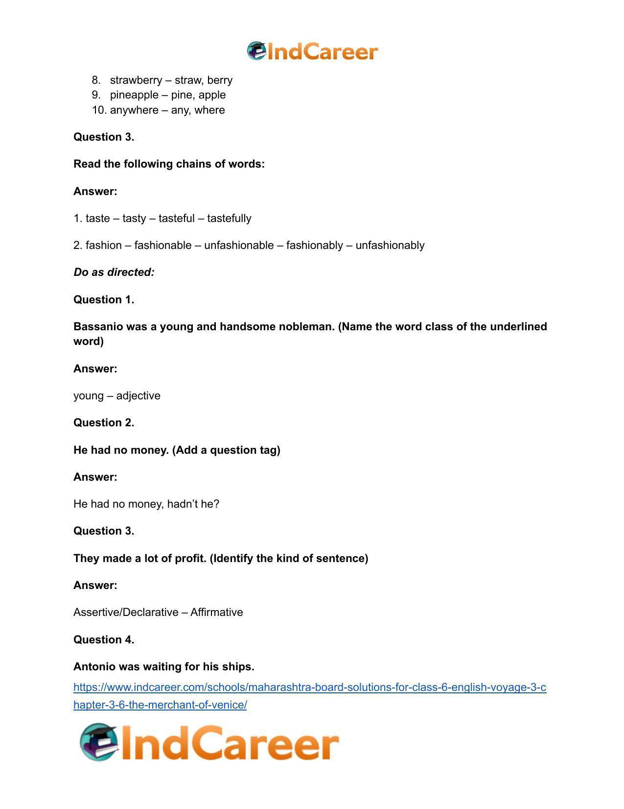 Maharashtra Board Solutions for Class 6- English (Voyage 3): Chapter 3.6- The Merchant of Venice - Page 16
