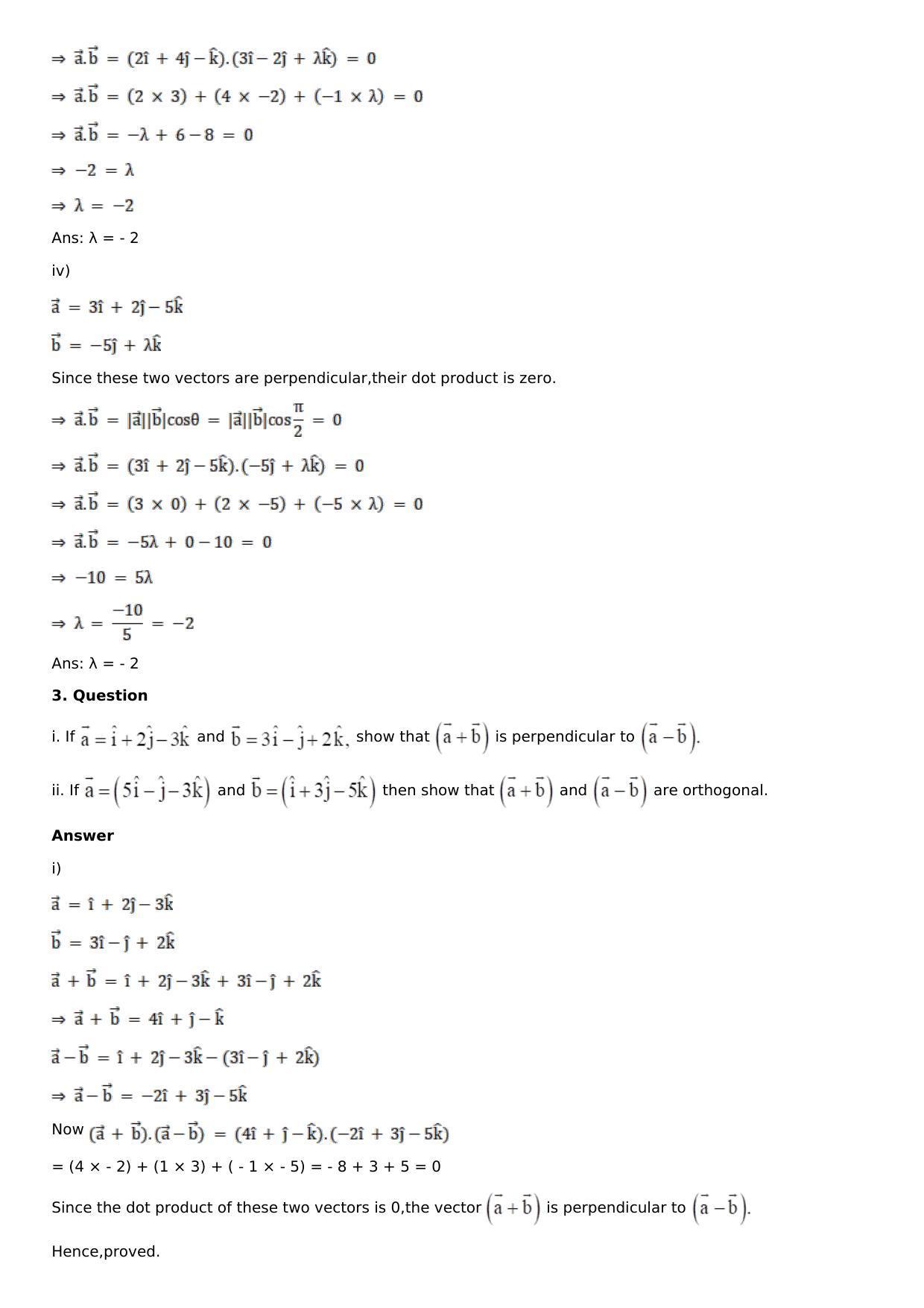 Chapter 23: Scalar, or Dot, Product of Vectors Solutions: RS Aggarwal Class 12 Solutions  - Page 3