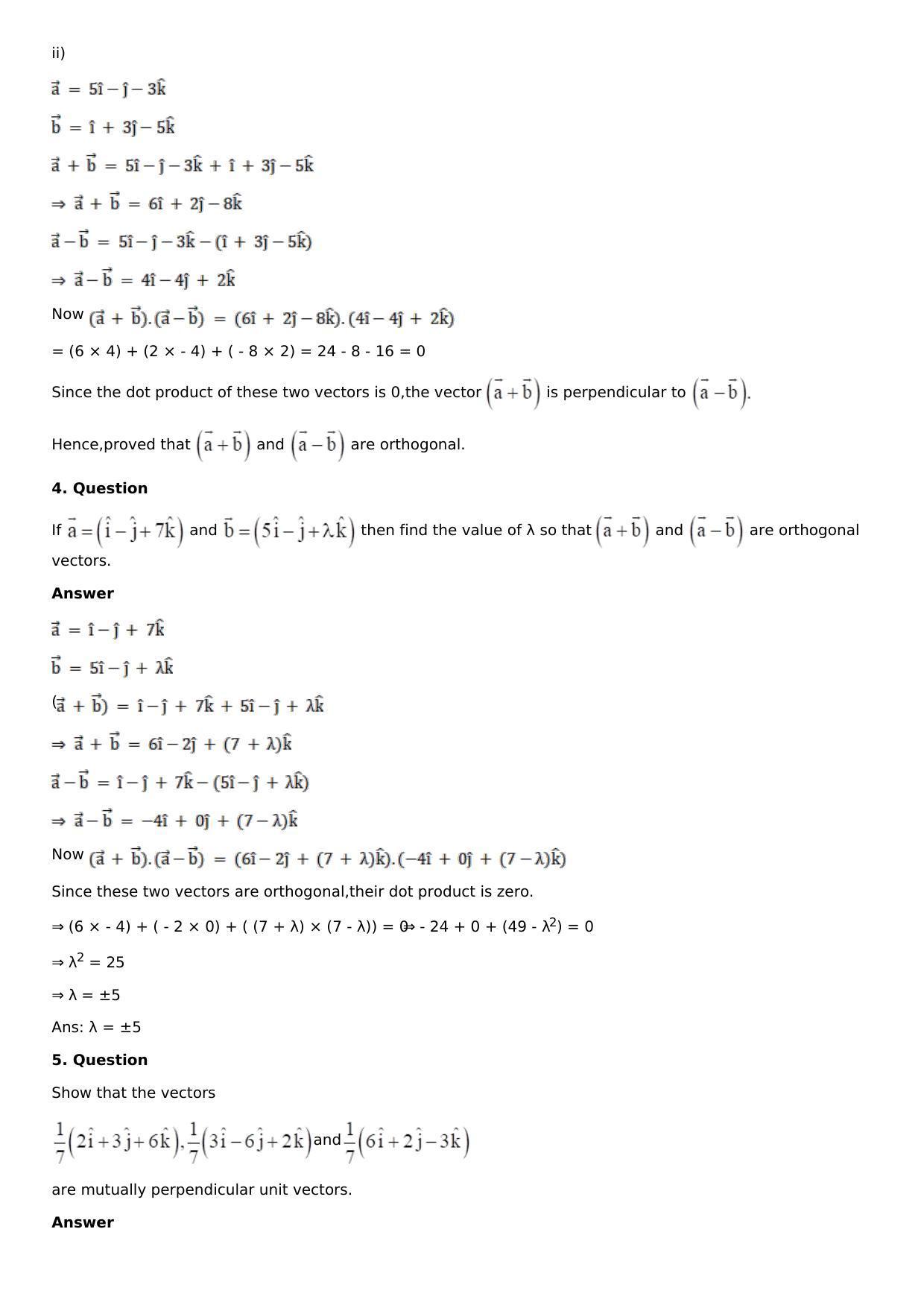 Chapter 23: Scalar, or Dot, Product of Vectors Solutions: RS Aggarwal Class 12 Solutions  - Page 4
