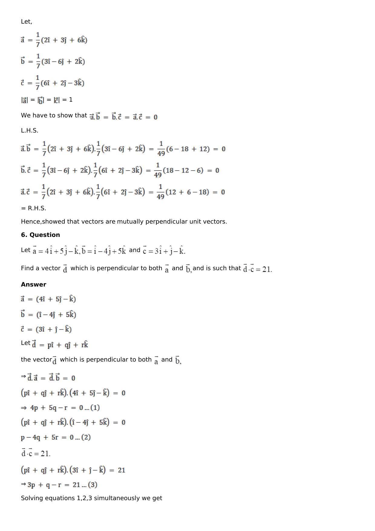 Chapter 23: Scalar, or Dot, Product of Vectors Solutions: RS Aggarwal Class 12 Solutions  - Page 5