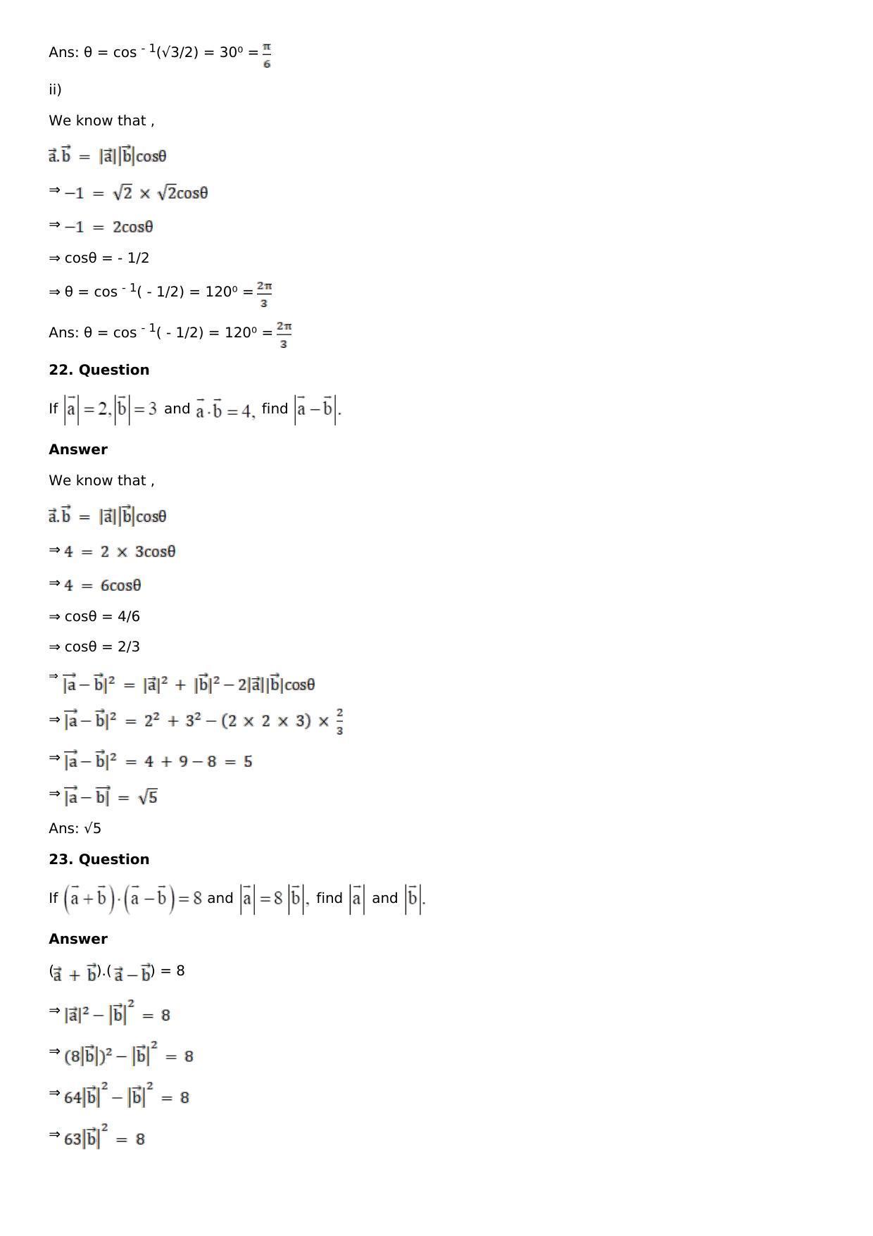 Chapter 23: Scalar, or Dot, Product of Vectors Solutions: RS Aggarwal Class 12 Solutions  - Page 14
