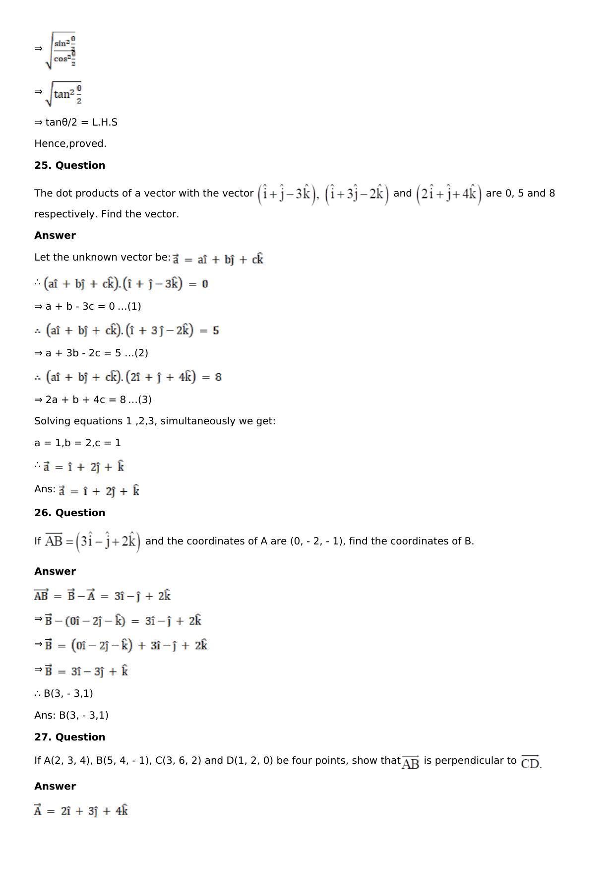 Chapter 23: Scalar, or Dot, Product of Vectors Solutions: RS Aggarwal Class 12 Solutions  - Page 16