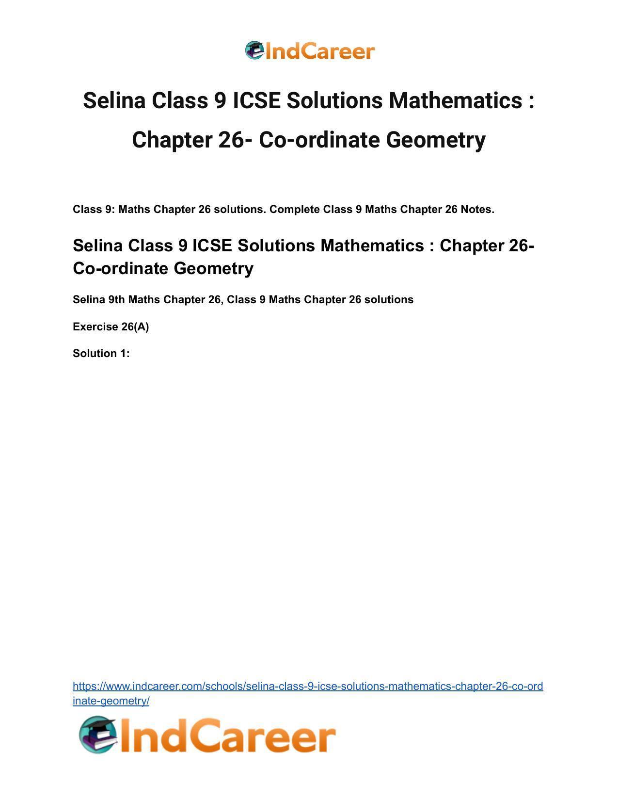 Selina Class 9 ICSE Solutions Mathematics : Chapter 26- Co-ordinate Geometry - Page 2