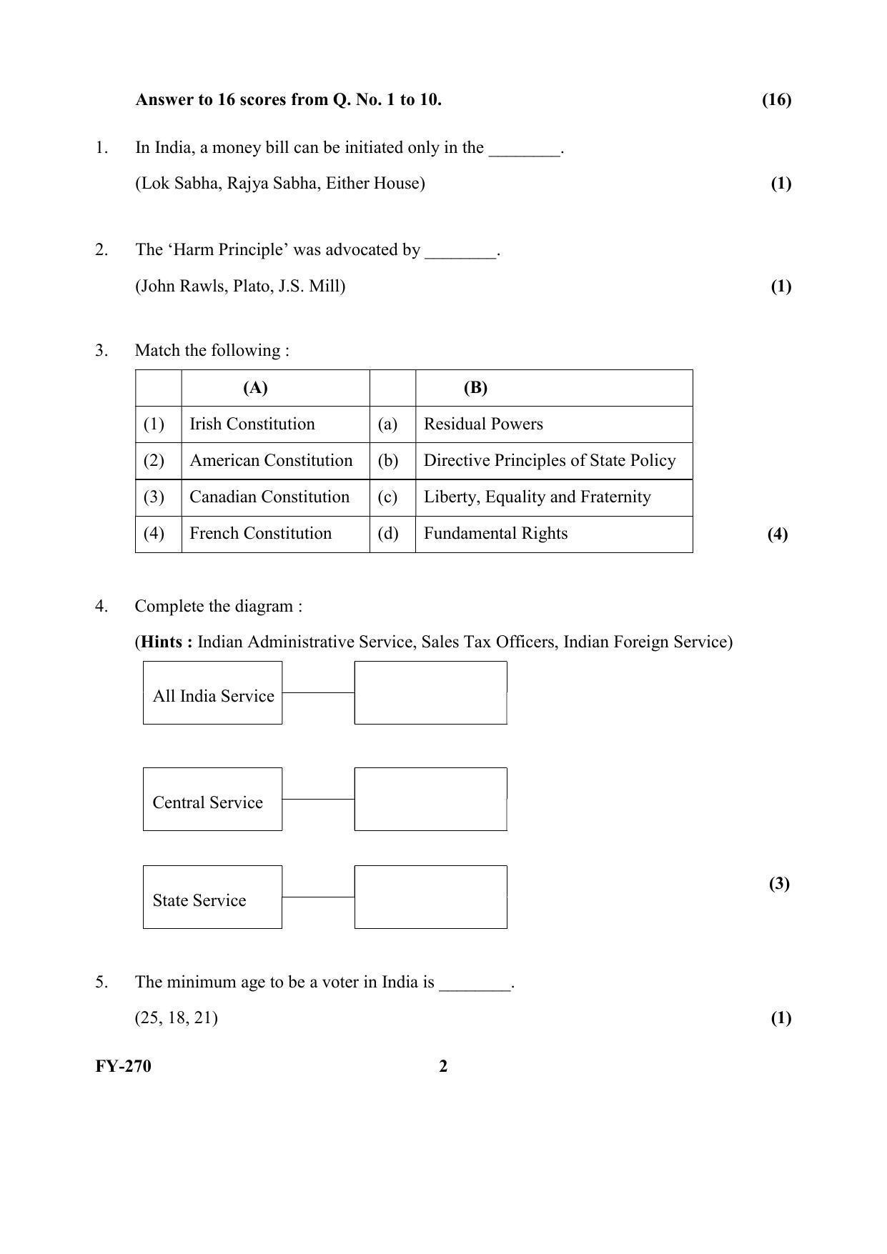 Kerala Plus One (Class 11th) Political Science (Hearing Impaired) Question Paper 2021 - Page 2