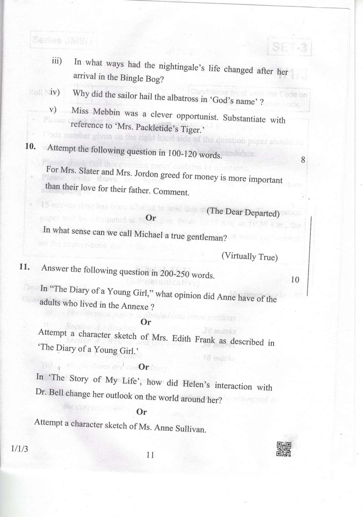 CBSE Class 10 1-1-3 Eng. Comm. 2019 Question Paper - Page 11