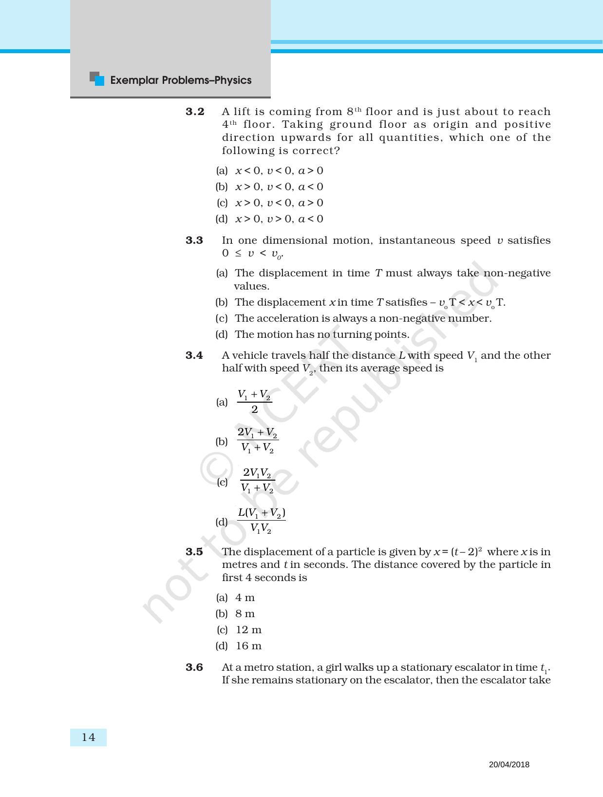 NCERT Exemplar Book for Class 11 Physics: Chapter 2 Motion in a straight line - Page 2