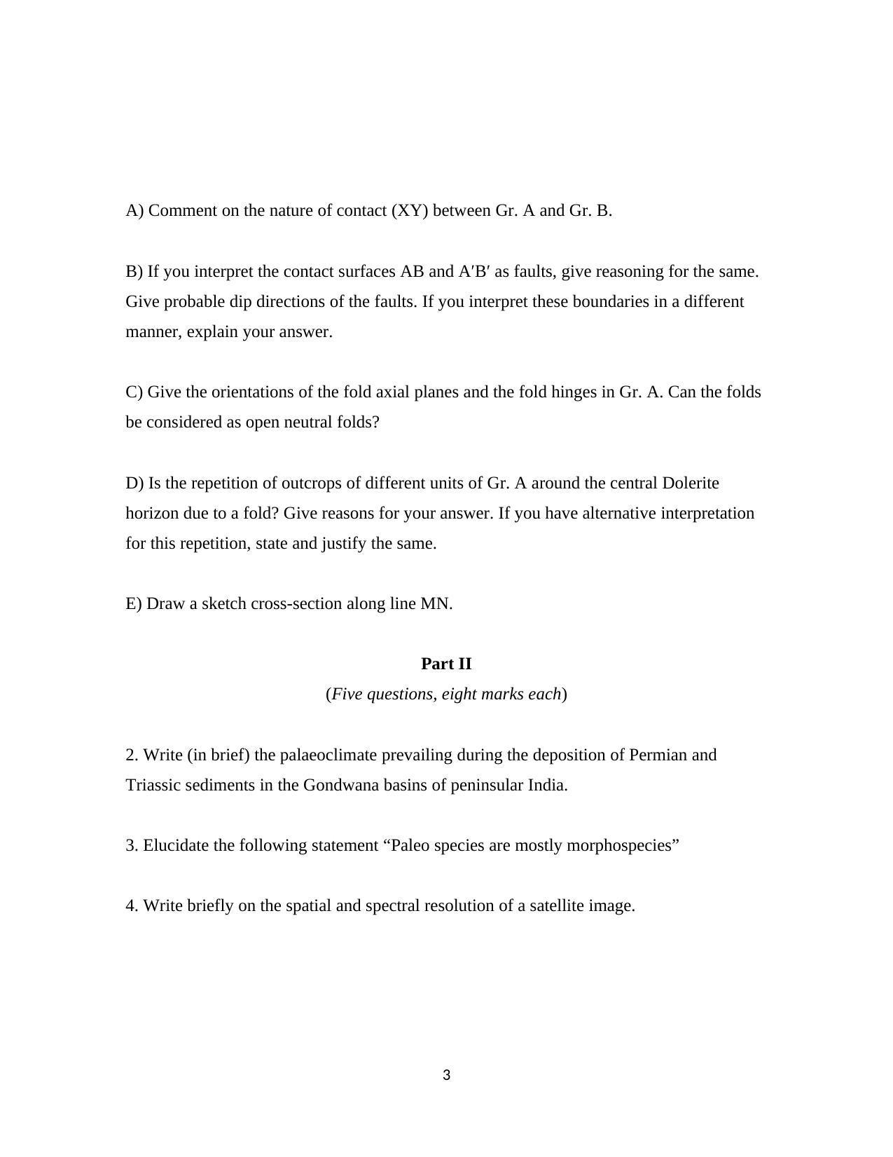 ISI Admission Test JRF in Geology GEB 2019 Sample Paper - Page 3