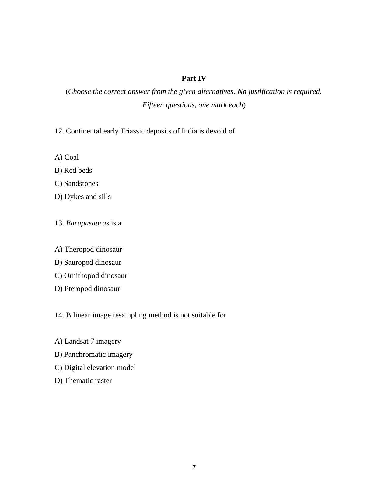 ISI Admission Test JRF in Geology GEB 2019 Sample Paper - Page 7