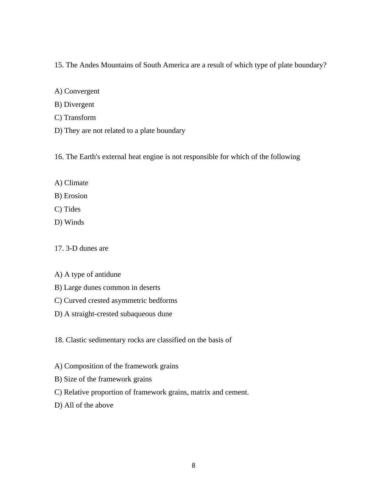 ISI Admission Test JRF in Geology GEB 2019 Sample Paper - Page 8