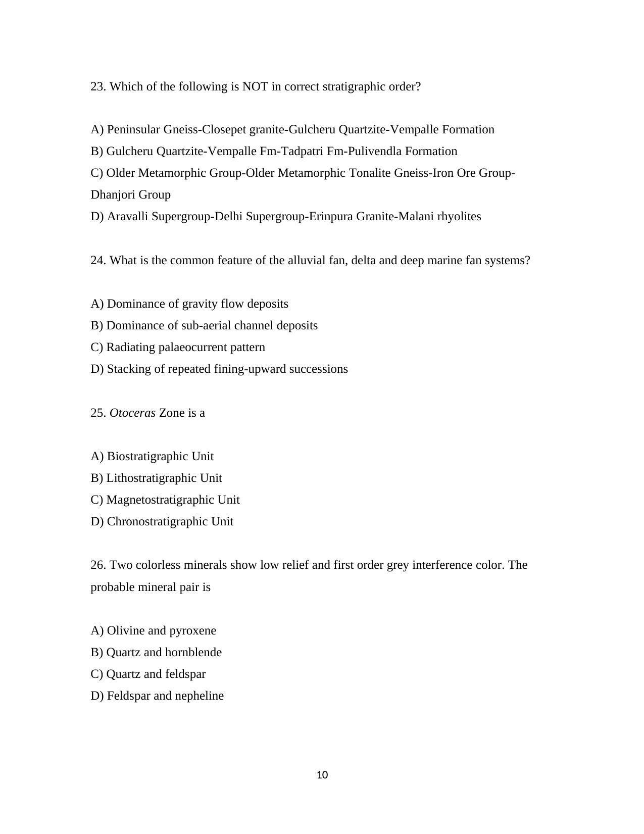 ISI Admission Test JRF in Geology GEB 2019 Sample Paper - Page 10
