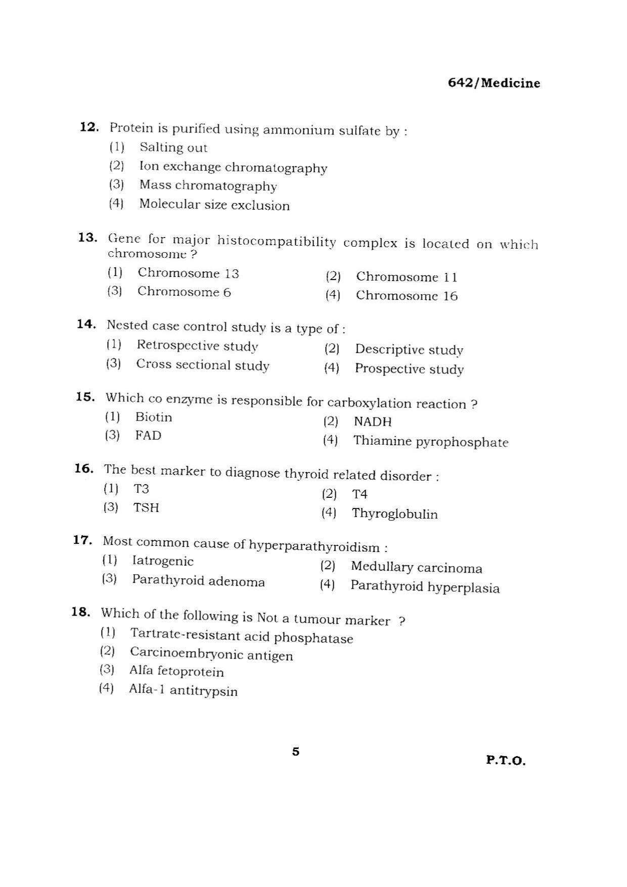 BHU RET MEDICINE 2015 Question Paper - Page 5