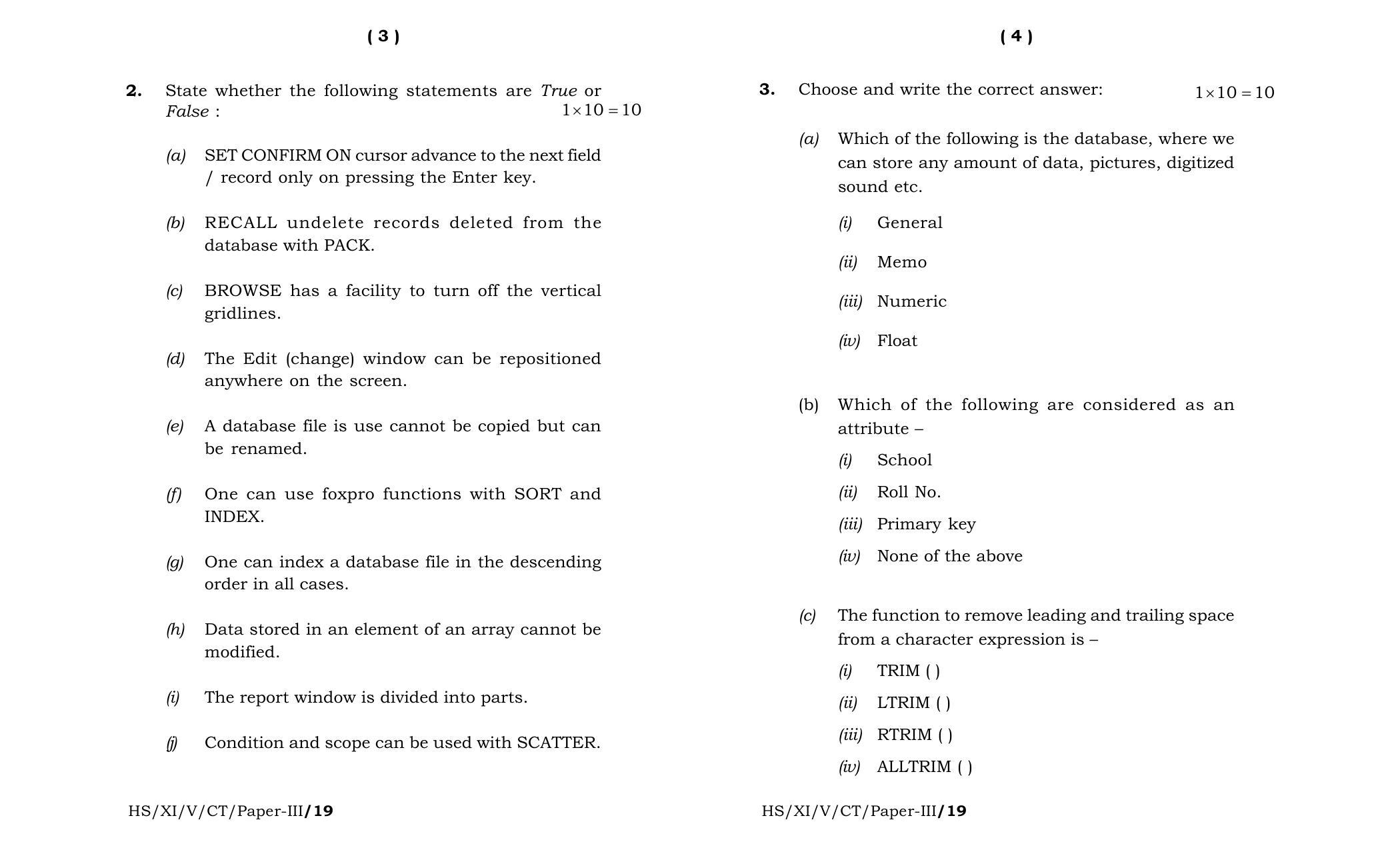 Meghalaya Board (MBOSE) Class 11 Computer_Technique__Paper_-_III_ 2019 Question Paper - Page 2
