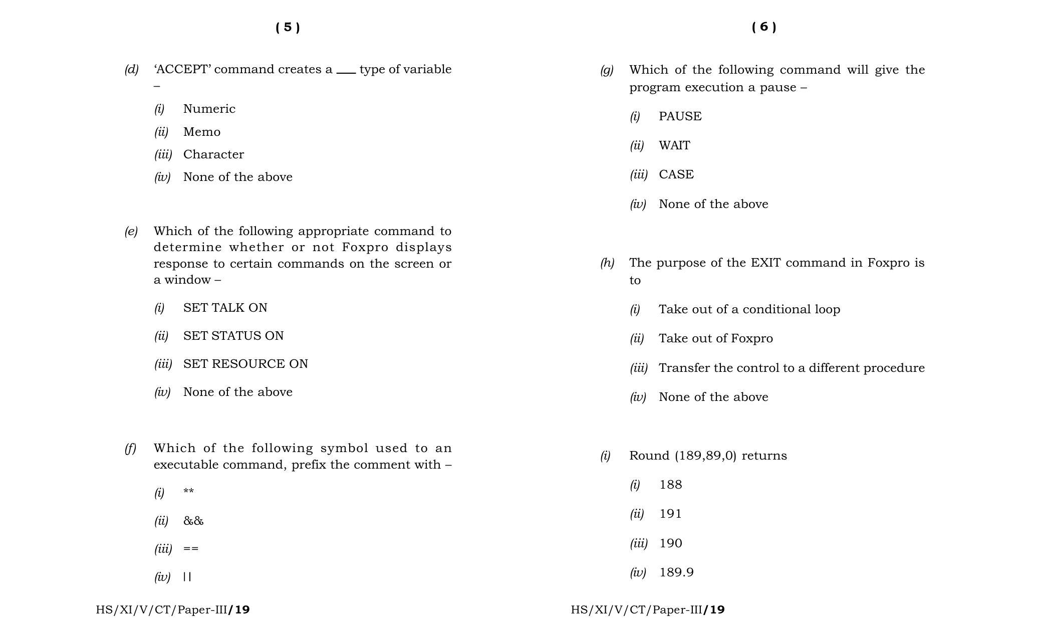 Meghalaya Board (MBOSE) Class 11 Computer_Technique__Paper_-_III_ 2019 Question Paper - Page 3