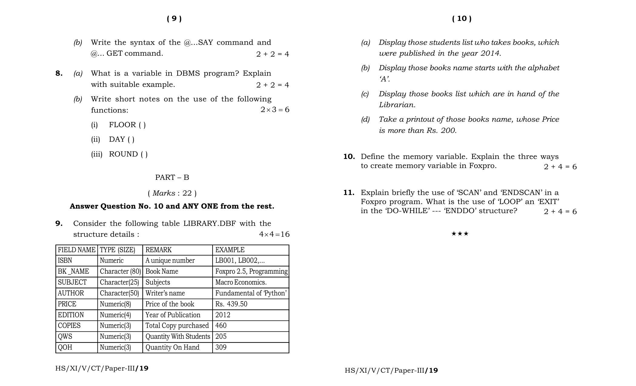 Meghalaya Board (MBOSE) Class 11 Computer_Technique__Paper_-_III_ 2019 Question Paper - Page 5