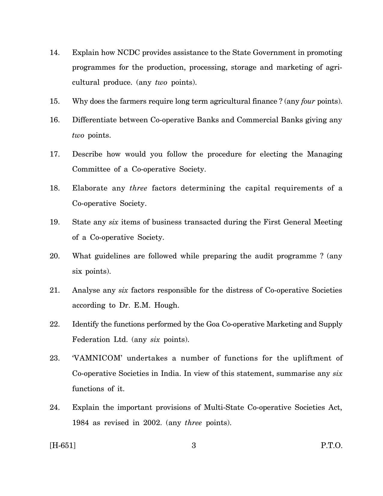 Goa Board Class 12 Co-operation   (March 2019) Question Paper - Page 3