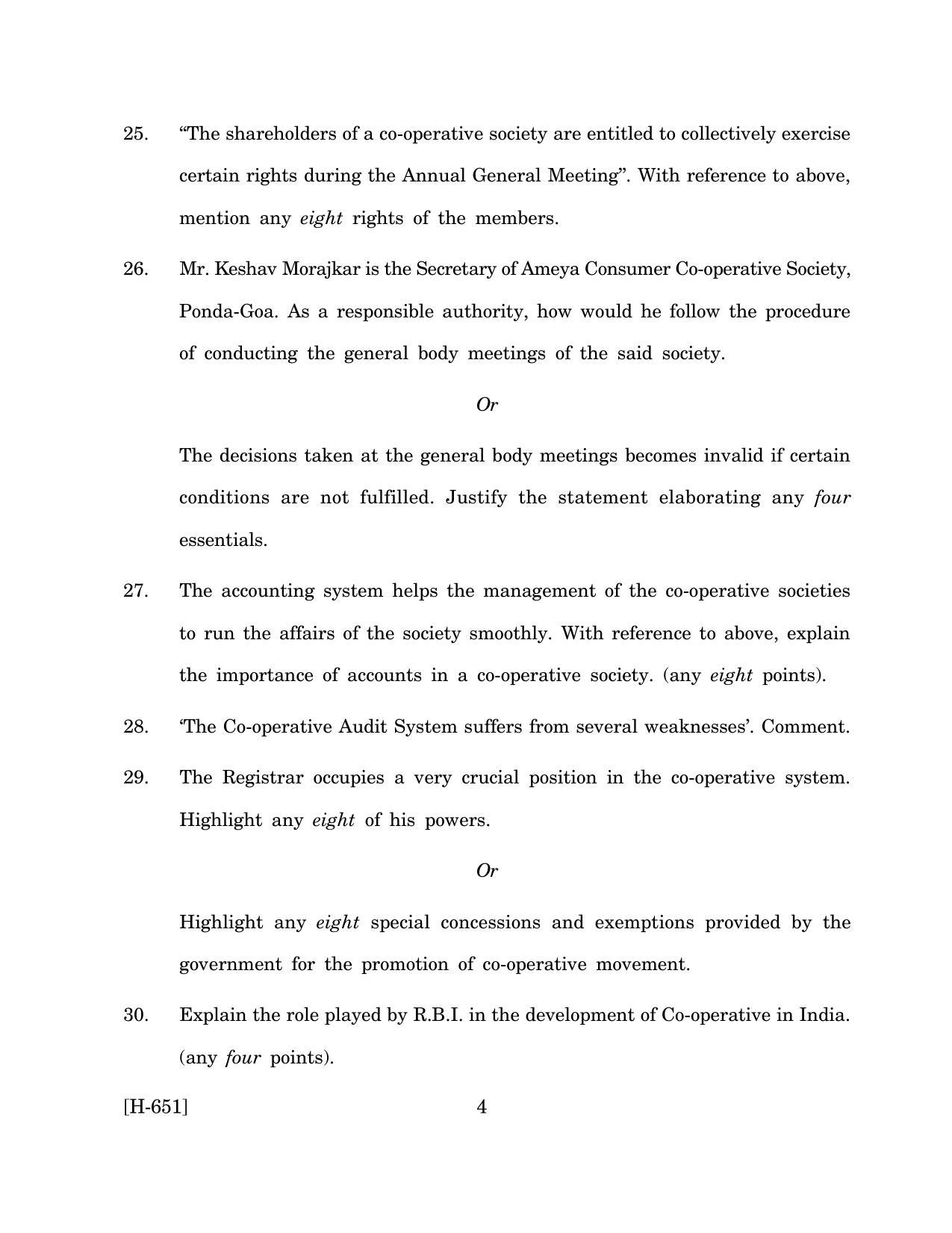 Goa Board Class 12 Co-operation   (March 2019) Question Paper - Page 4