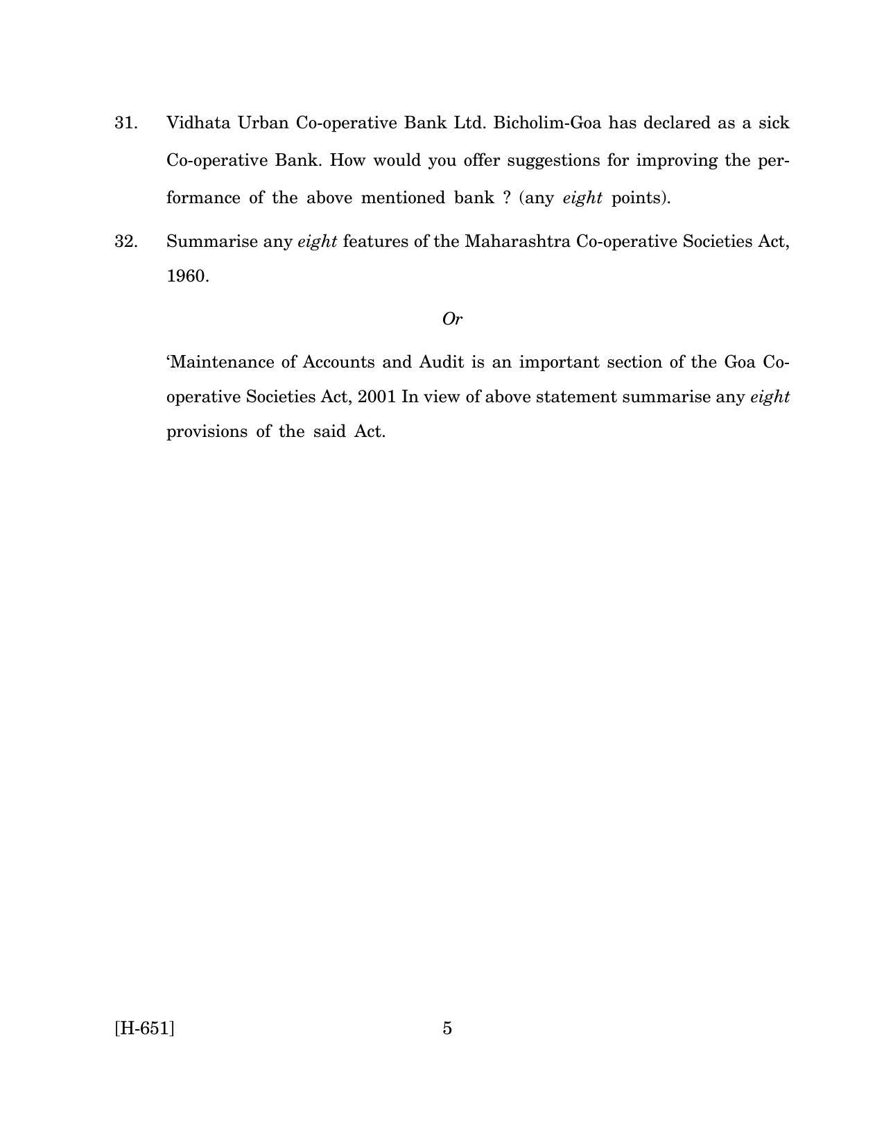 Goa Board Class 12 Co-operation   (March 2019) Question Paper - Page 5