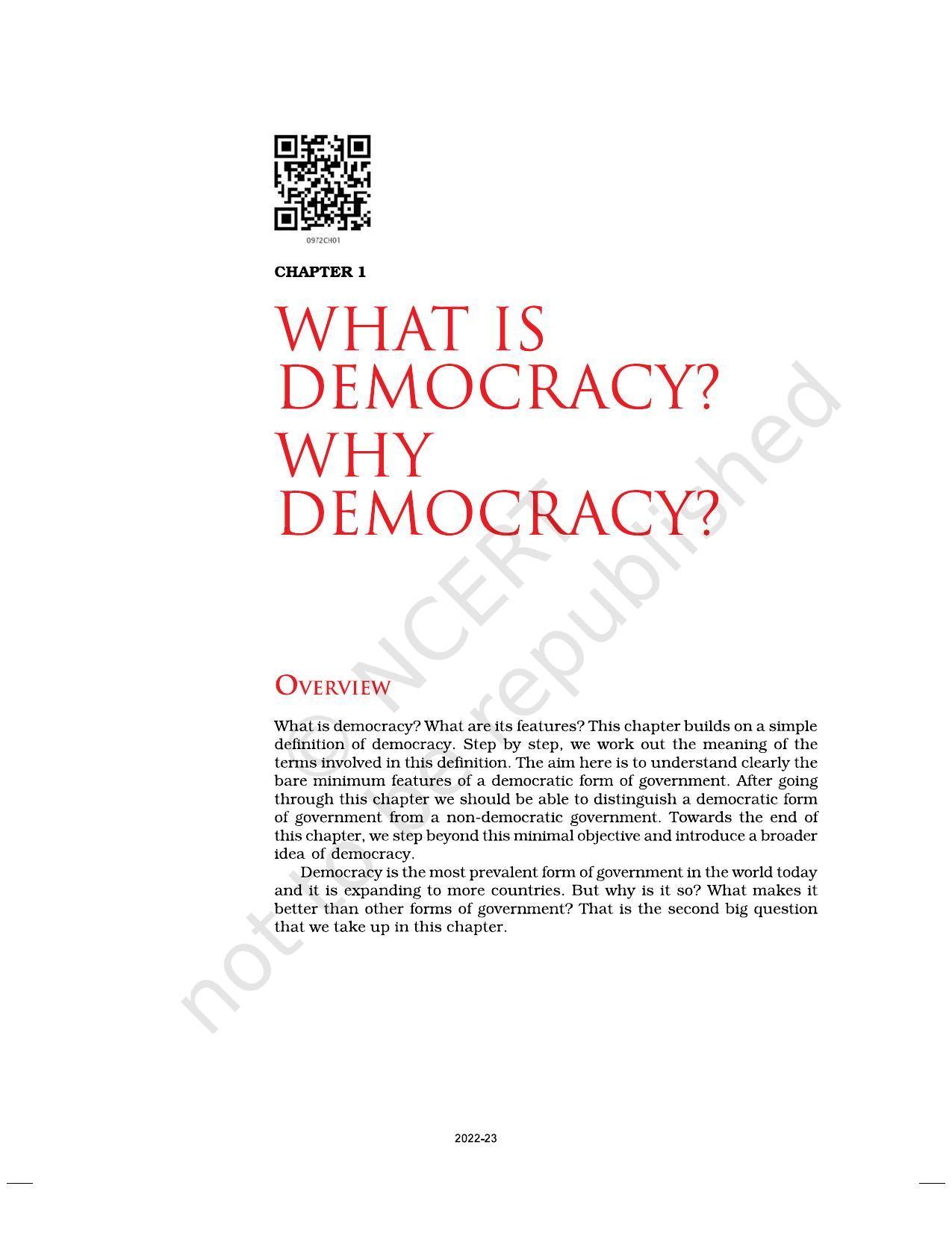 NCERT Book for Class 9 Civics Chapter 1 Democracy in the Contemporary World - Page 1