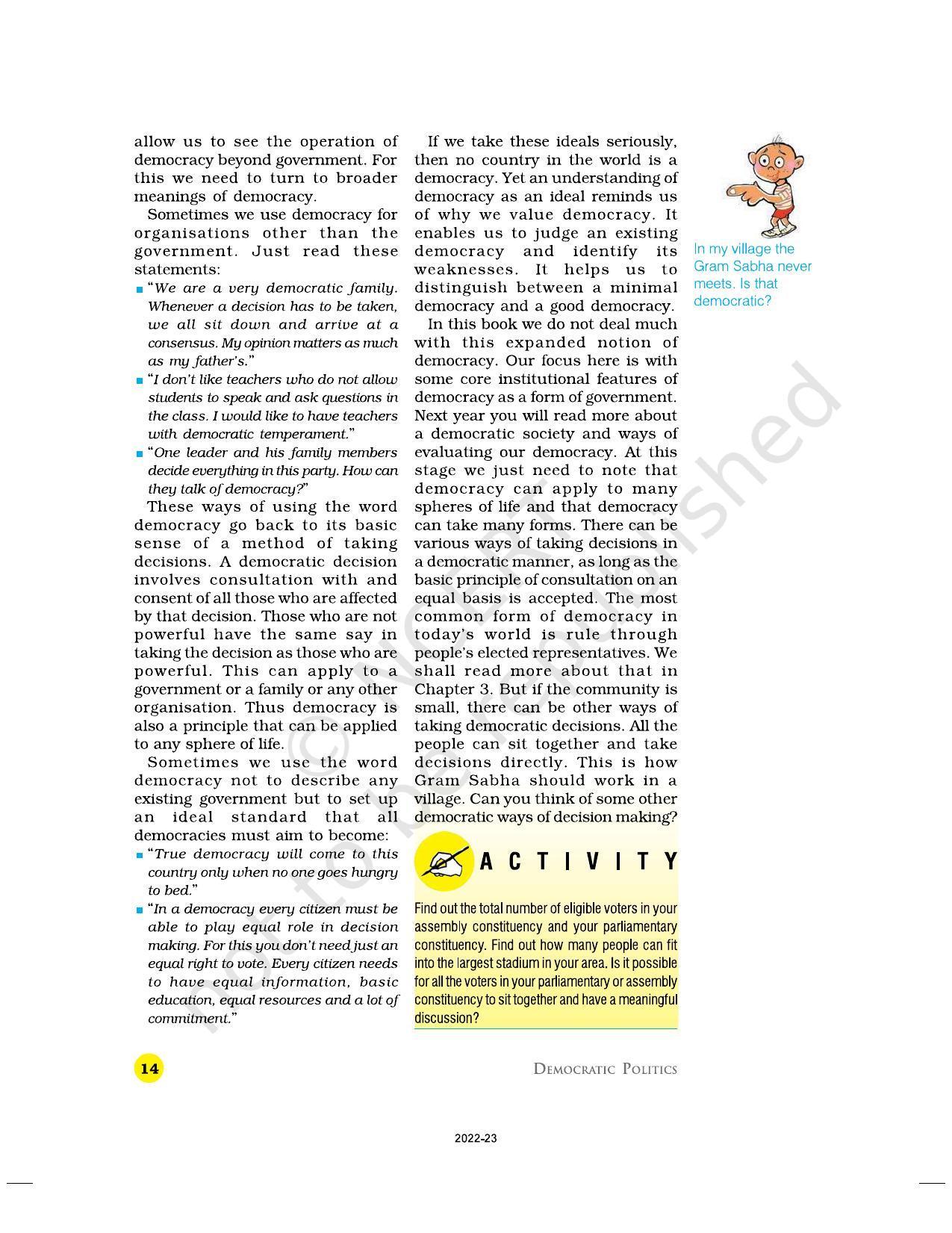 NCERT Book for Class 9 Civics Chapter 1 Democracy in the Contemporary World - Page 14