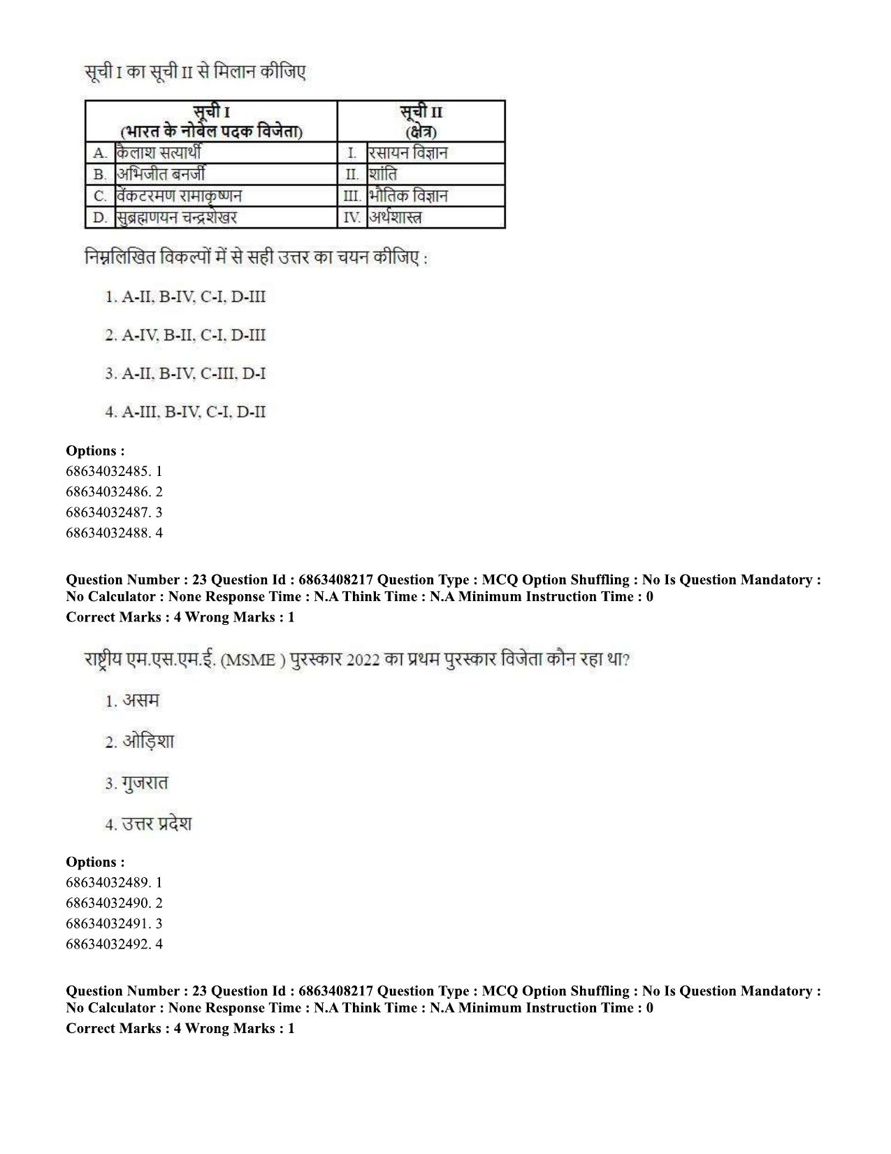 CUET PG 2023: LAQP18 – Khasi (Hindi)-shift 2 (07-06-2023) Question Paper - Page 34